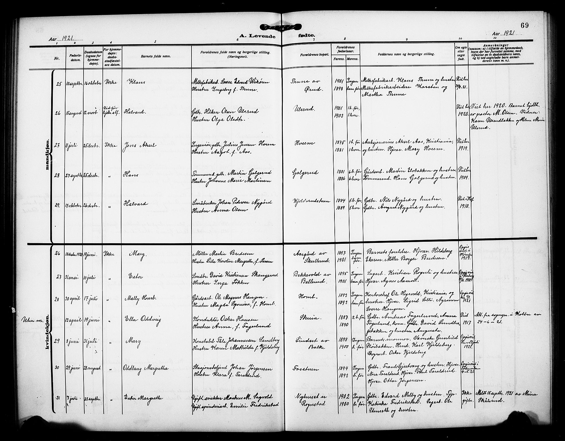 Østre Toten prestekontor, AV/SAH-PREST-104/H/Ha/Hab/L0008: Parish register (copy) no. 8, 1913-1929, p. 69