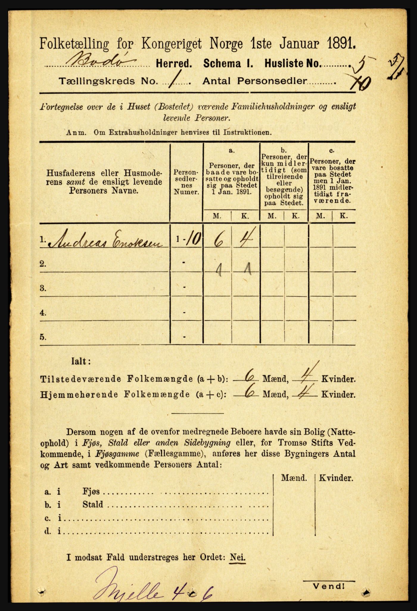 RA, 1891 census for 1843 Bodø, 1891, p. 31