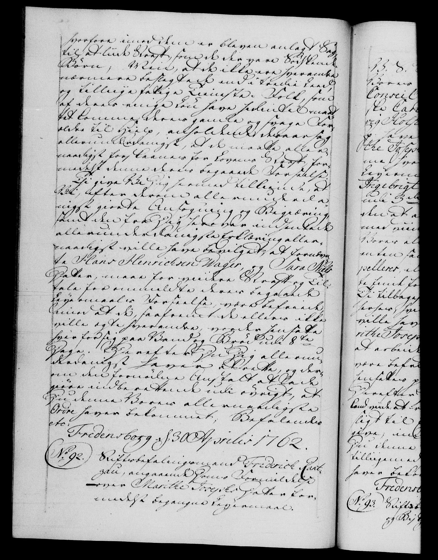 Danske Kanselli 1572-1799, AV/RA-EA-3023/F/Fc/Fca/Fcab/L0037: Norske tegnelser, 1762-1766, p. 57b