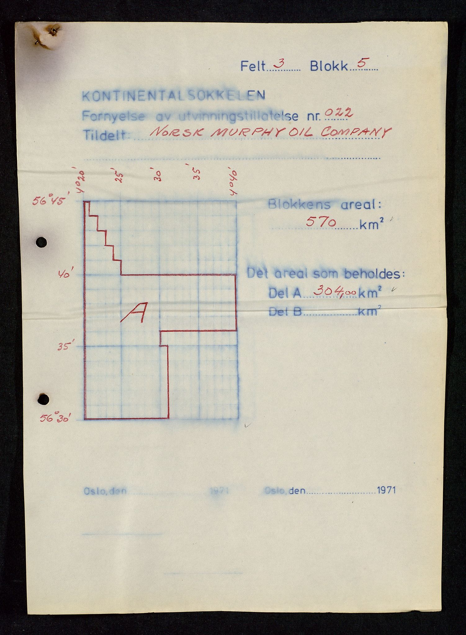 Industridepartementet, Oljekontoret, AV/SAST-A-101348/Da/L0004: Arkivnøkkel 711 - 712 Utvinningstillatelser, 1970-1971, p. 347