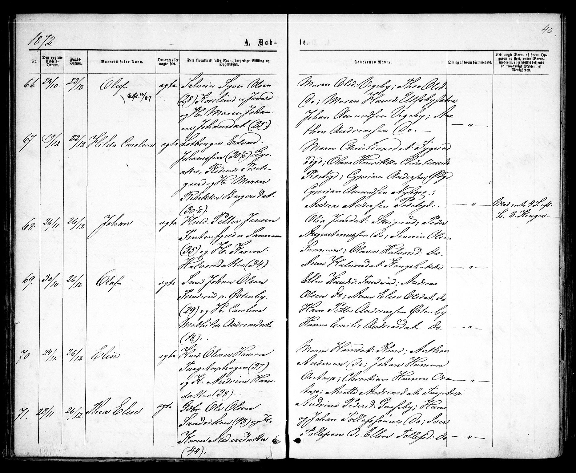 Rødenes prestekontor Kirkebøker, AV/SAO-A-2005/F/Fa/L0008: Parish register (official) no. I 8, 1869-1879, p. 40