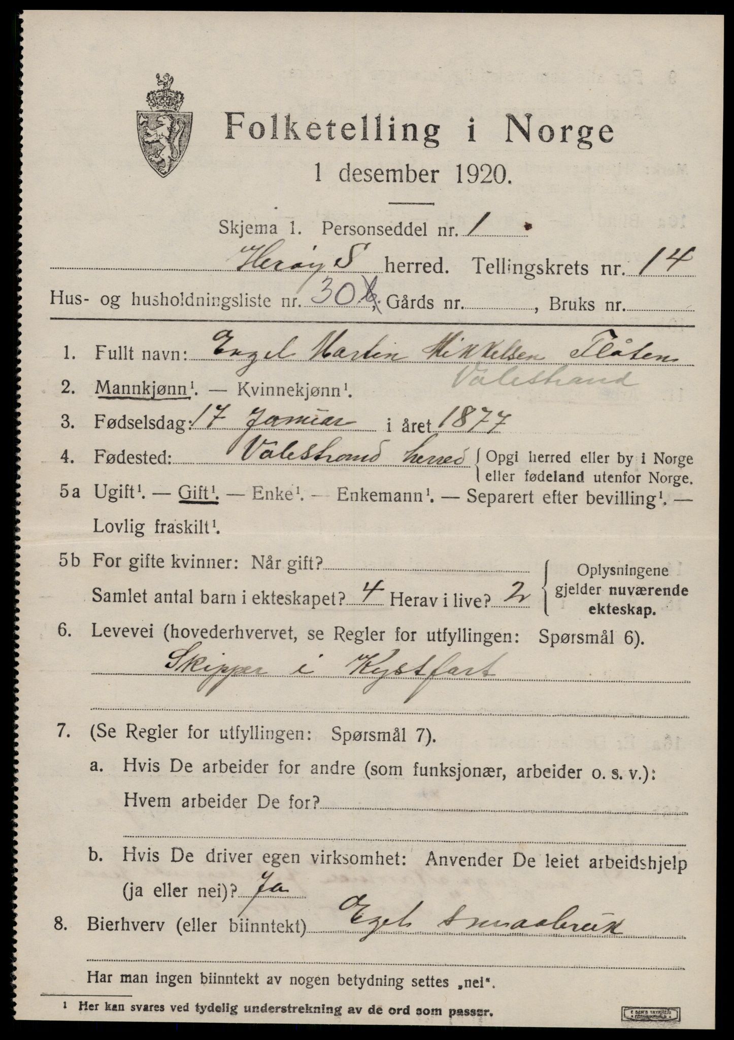 SAT, 1920 census for Herøy (MR), 1920, p. 9381