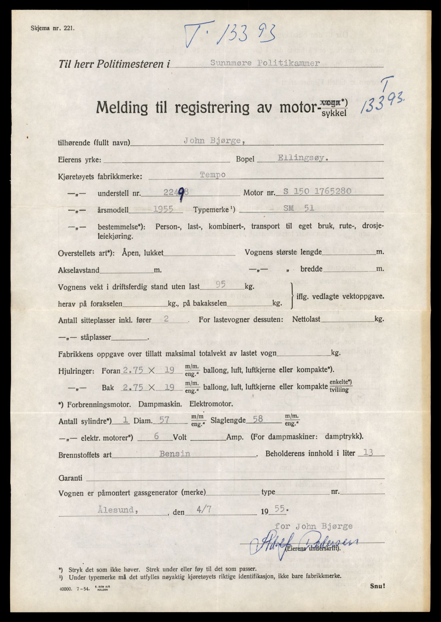 Møre og Romsdal vegkontor - Ålesund trafikkstasjon, AV/SAT-A-4099/F/Fe/L0039: Registreringskort for kjøretøy T 13361 - T 13530, 1927-1998, p. 529
