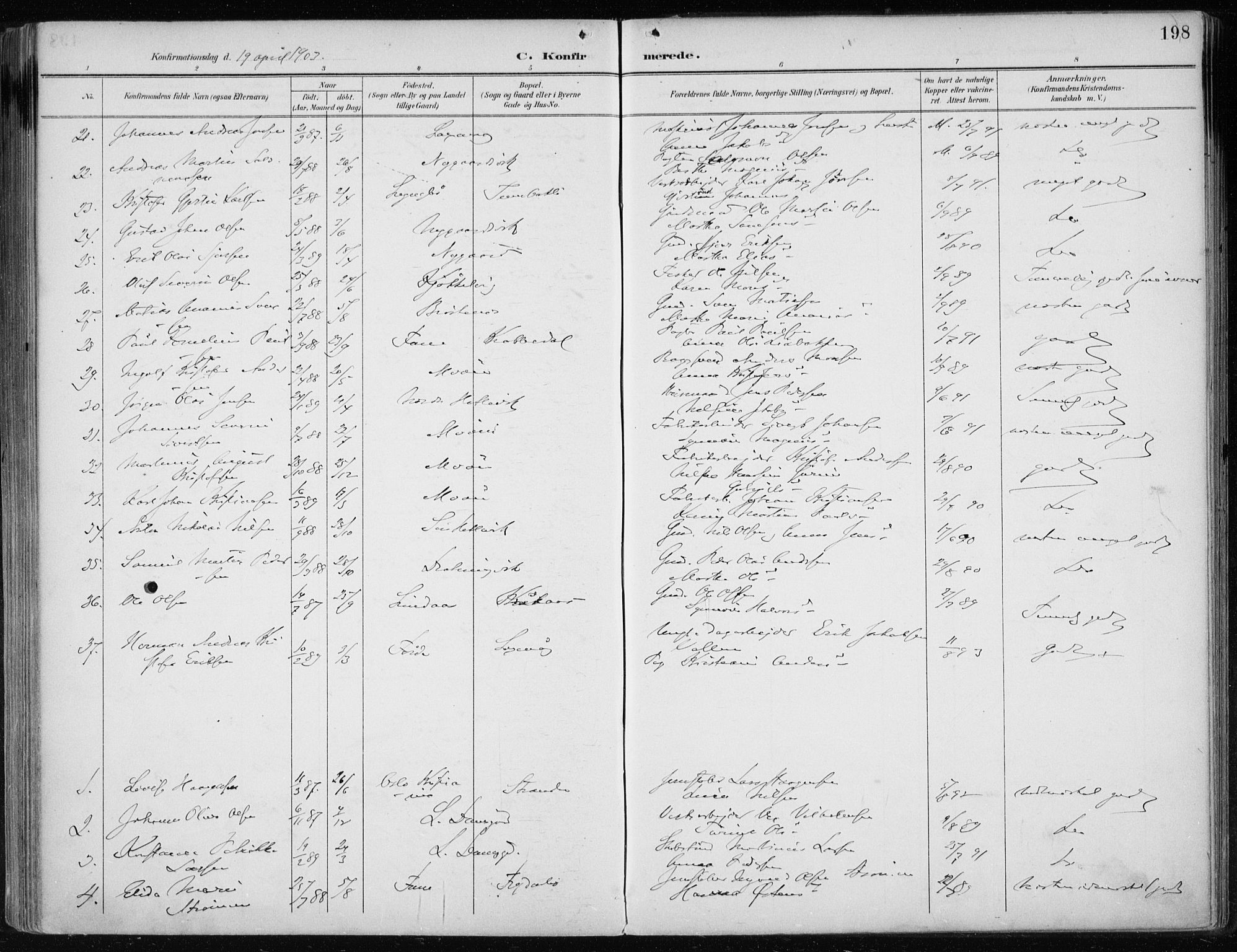 Askøy Sokneprestembete, SAB/A-74101/H/Ha/Haa/Haae/L0003: Parish register (official) no. E 3, 1891-1903, p. 198