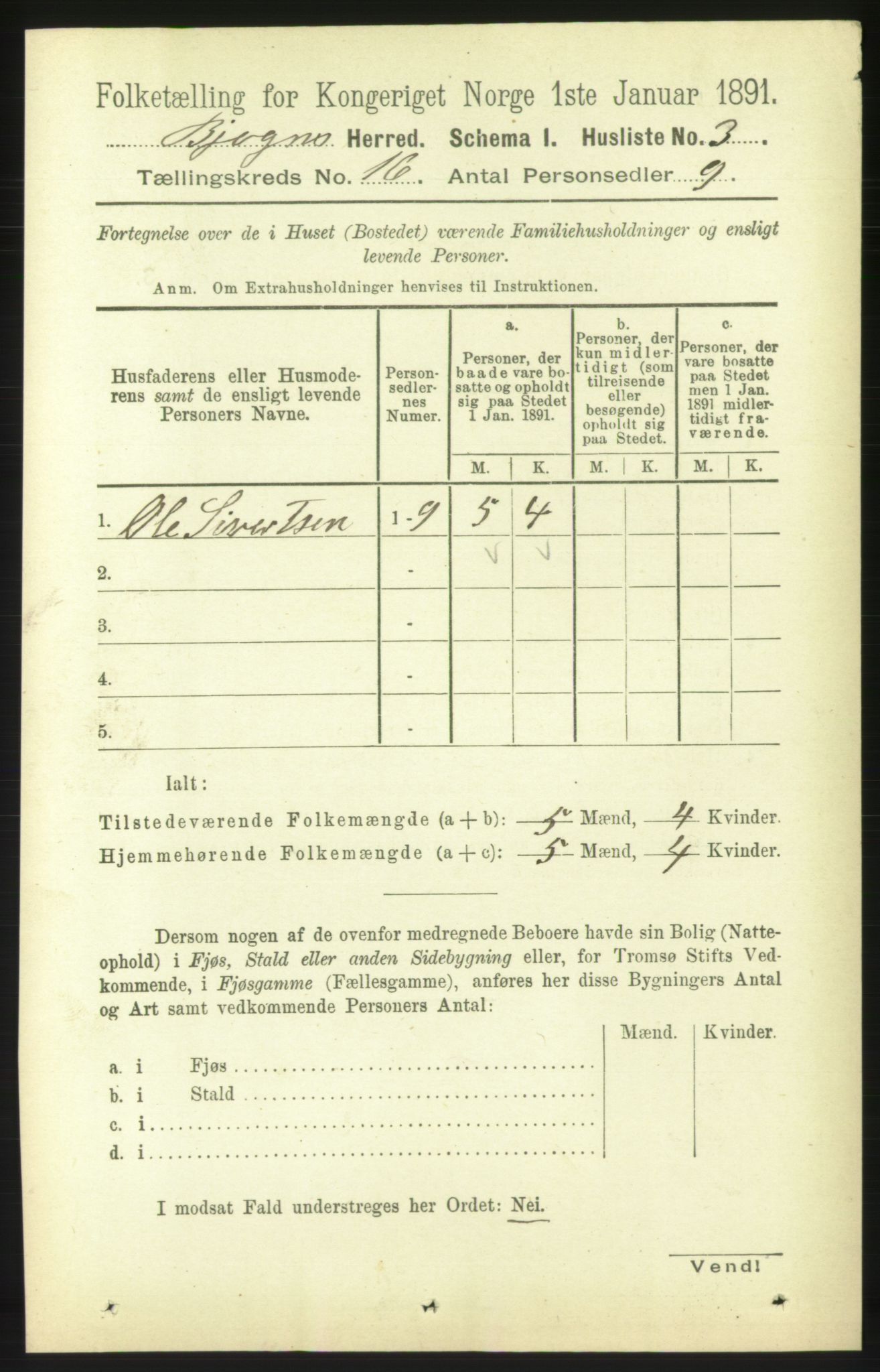 RA, 1891 census for 1627 Bjugn, 1891, p. 4384