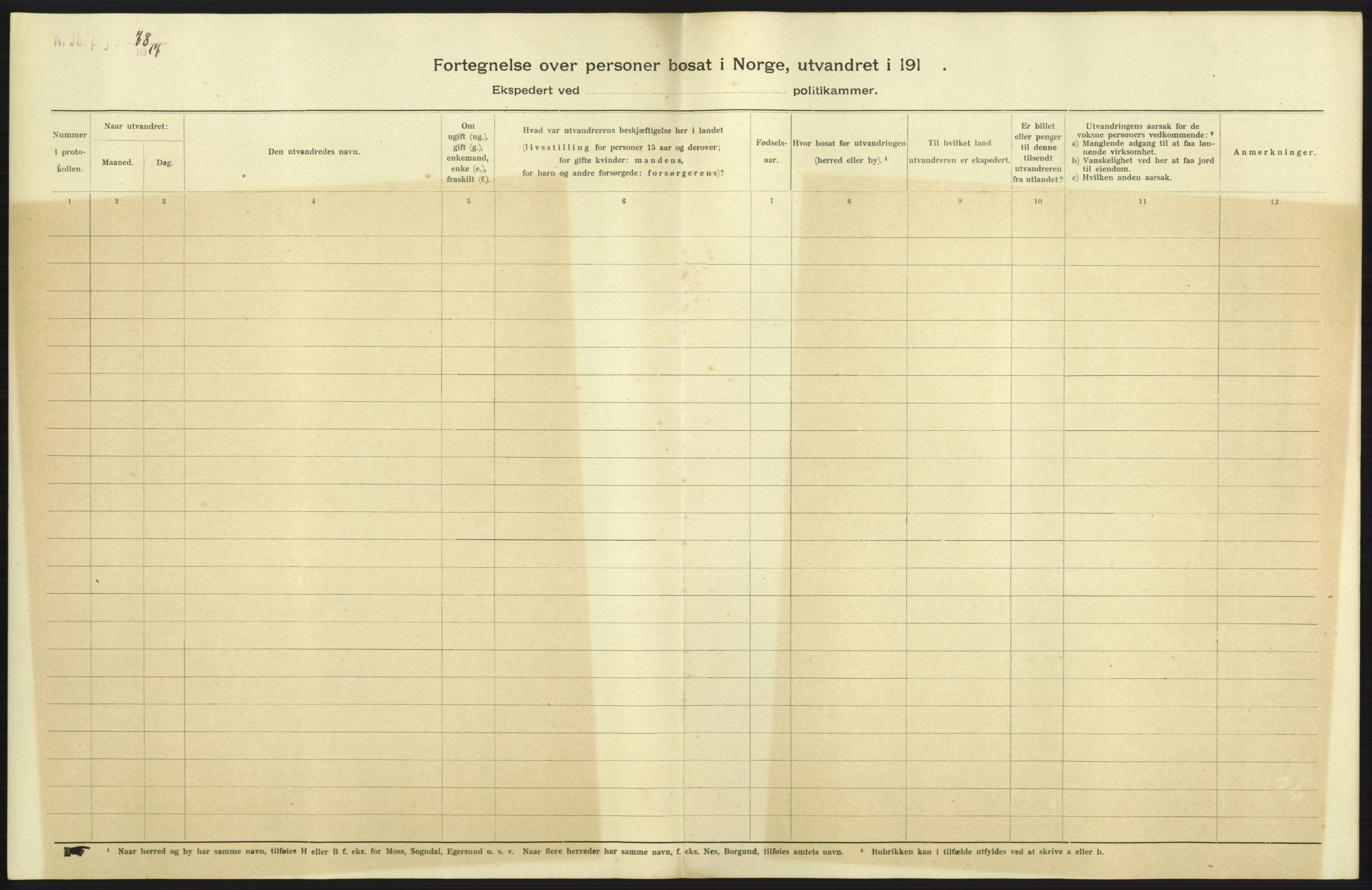 Nord-Jarlsberg politikammer, AV/SAKO-A-739/I/Ia/Iab/L0001: Emigrantprotokoll, 1912-1918, p. 7