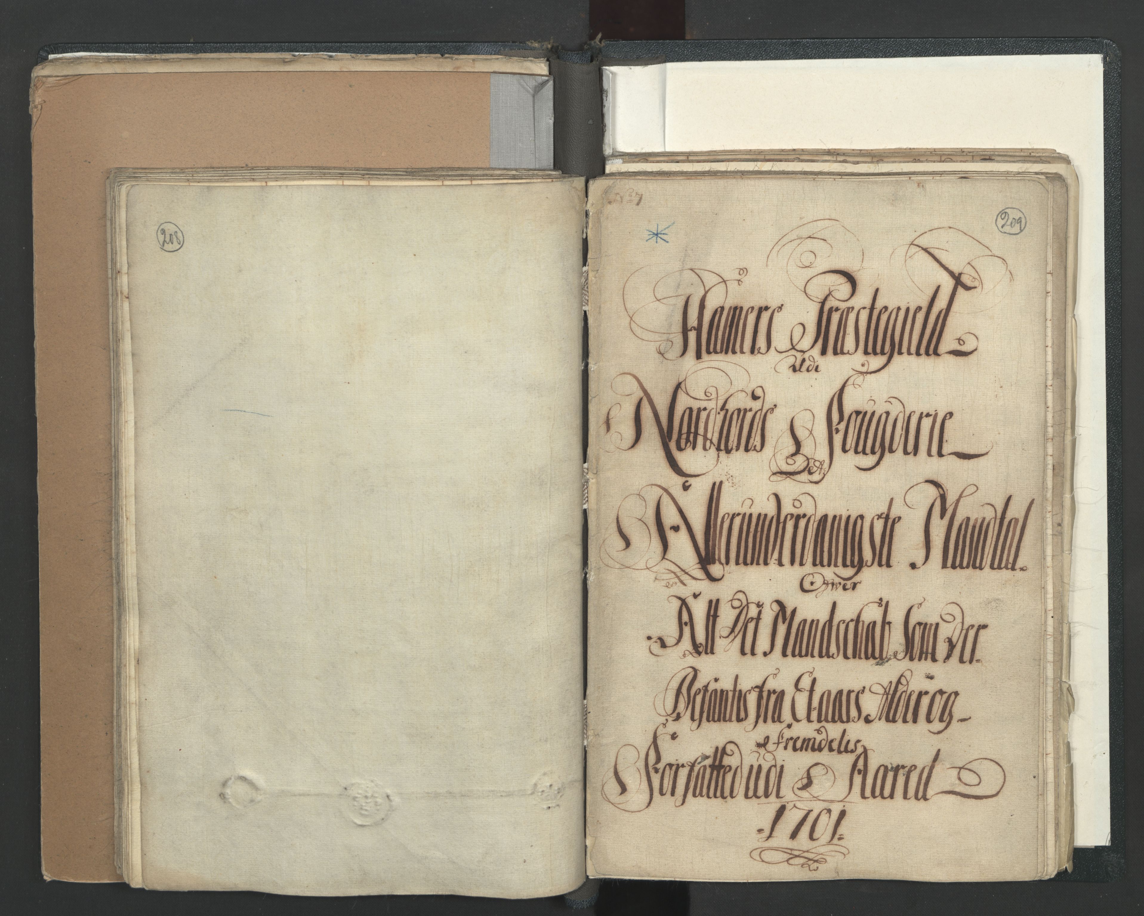 RA, Census (manntall) 1701, no. 7: Nordhordland and Voss fogderi, 1701, p. 208-209