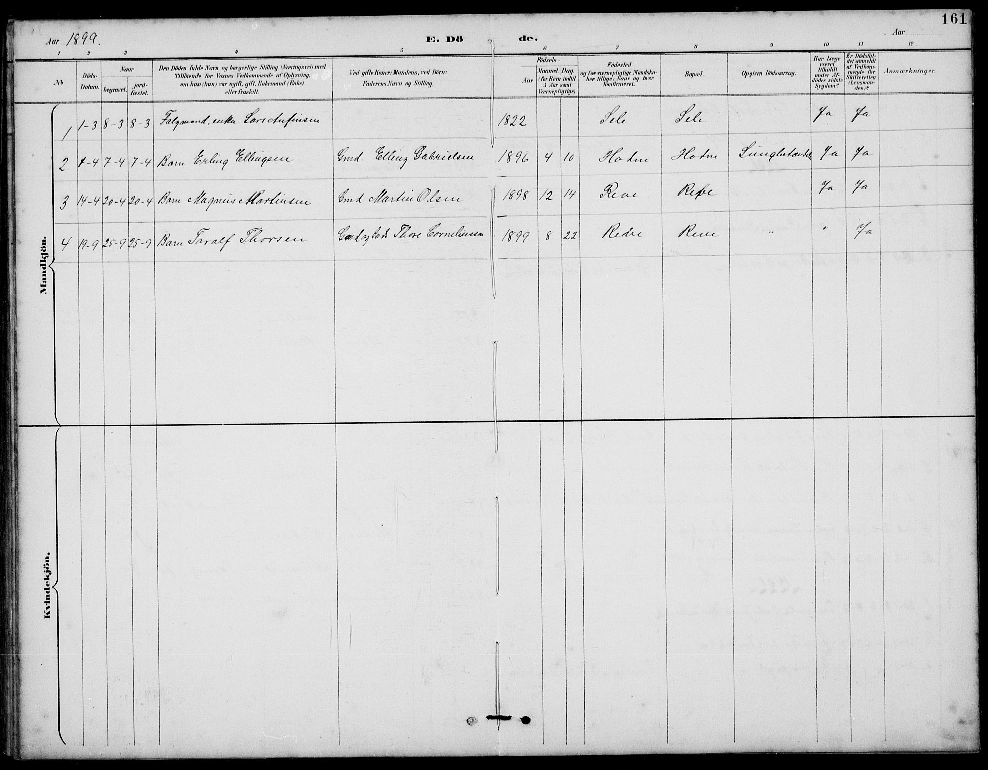 Klepp sokneprestkontor, AV/SAST-A-101803/001/3/30BB/L0006: Parish register (copy) no. B 6, 1889-1936, p. 161