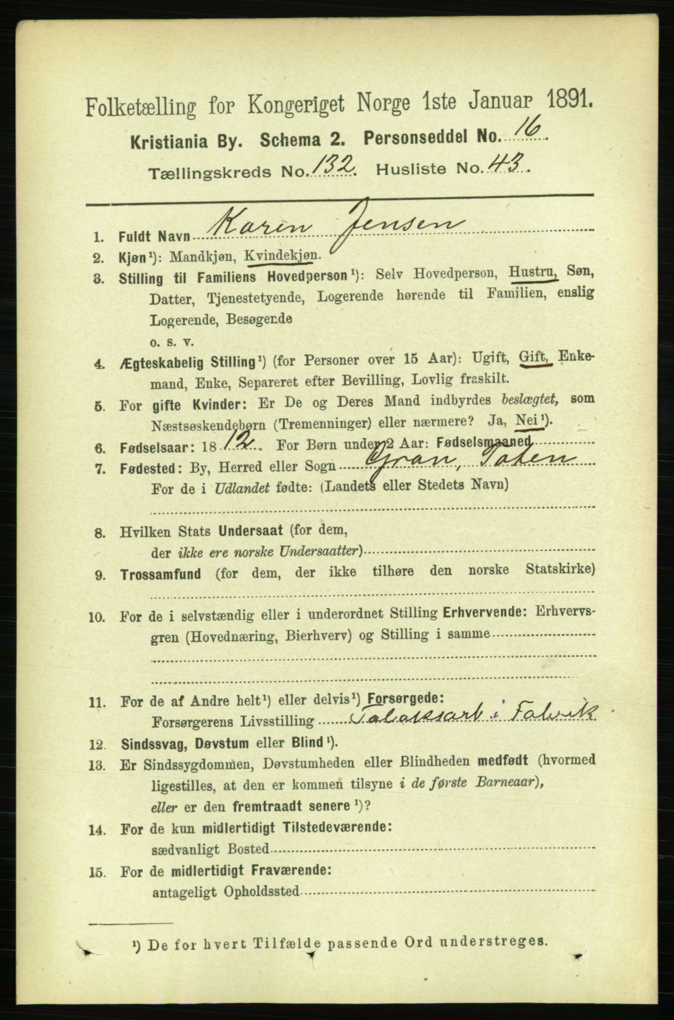 RA, 1891 census for 0301 Kristiania, 1891, p. 72065