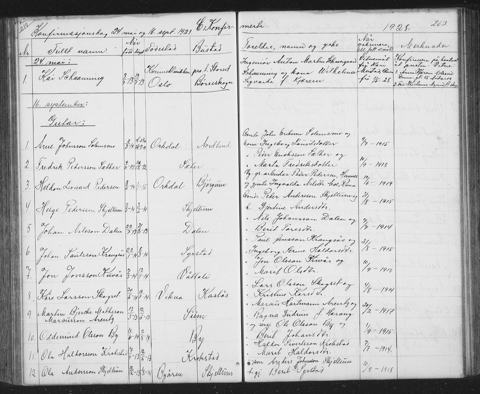 Ministerialprotokoller, klokkerbøker og fødselsregistre - Sør-Trøndelag, AV/SAT-A-1456/667/L0798: Parish register (copy) no. 667C03, 1867-1929, p. 263