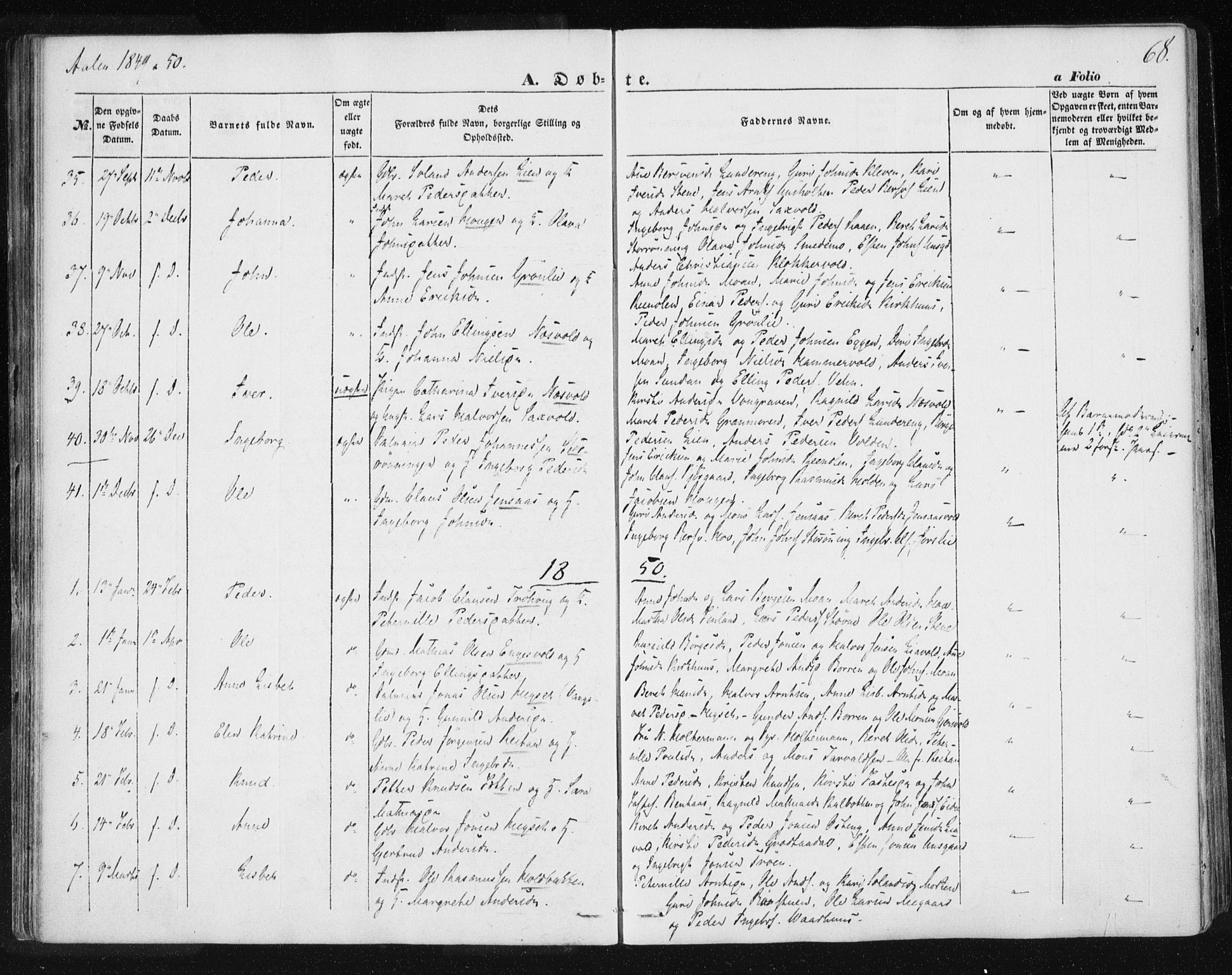 Ministerialprotokoller, klokkerbøker og fødselsregistre - Sør-Trøndelag, SAT/A-1456/685/L0965: Parish register (official) no. 685A06 /3, 1846-1859, p. 68