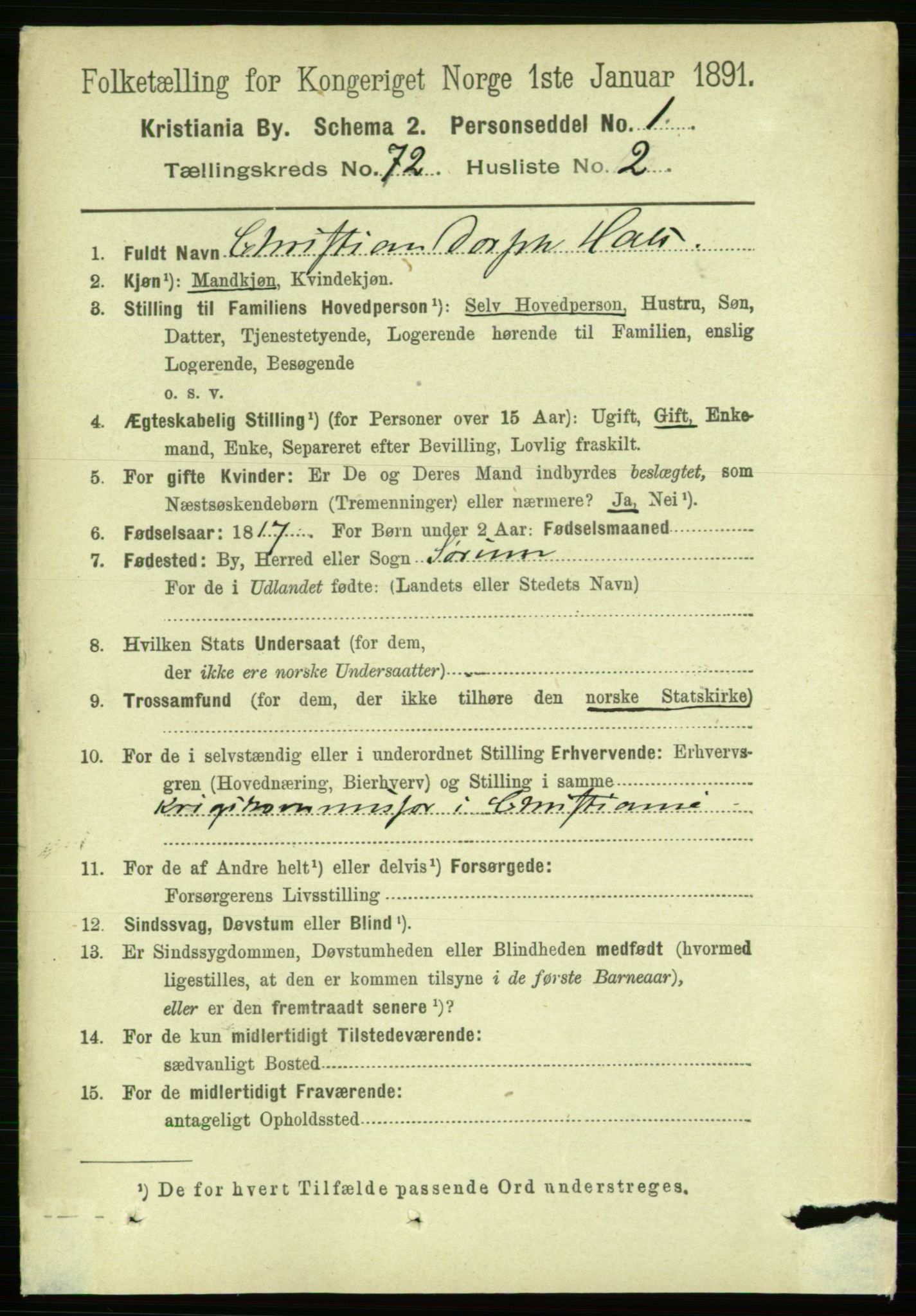 RA, 1891 census for 0301 Kristiania, 1891, p. 39206