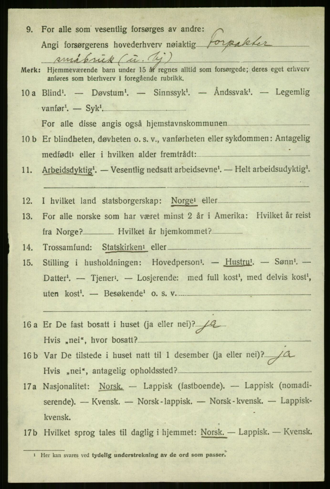 SATØ, 1920 census for Balsfjord, 1920, p. 2702