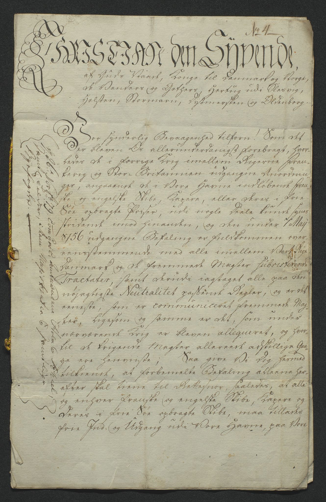 Stiftamtmannen i Kristiansand, SAK/1271-0005/G/Gg/Gga/L1719: Kaper- og prisesaker, 1756-1796, p. 83