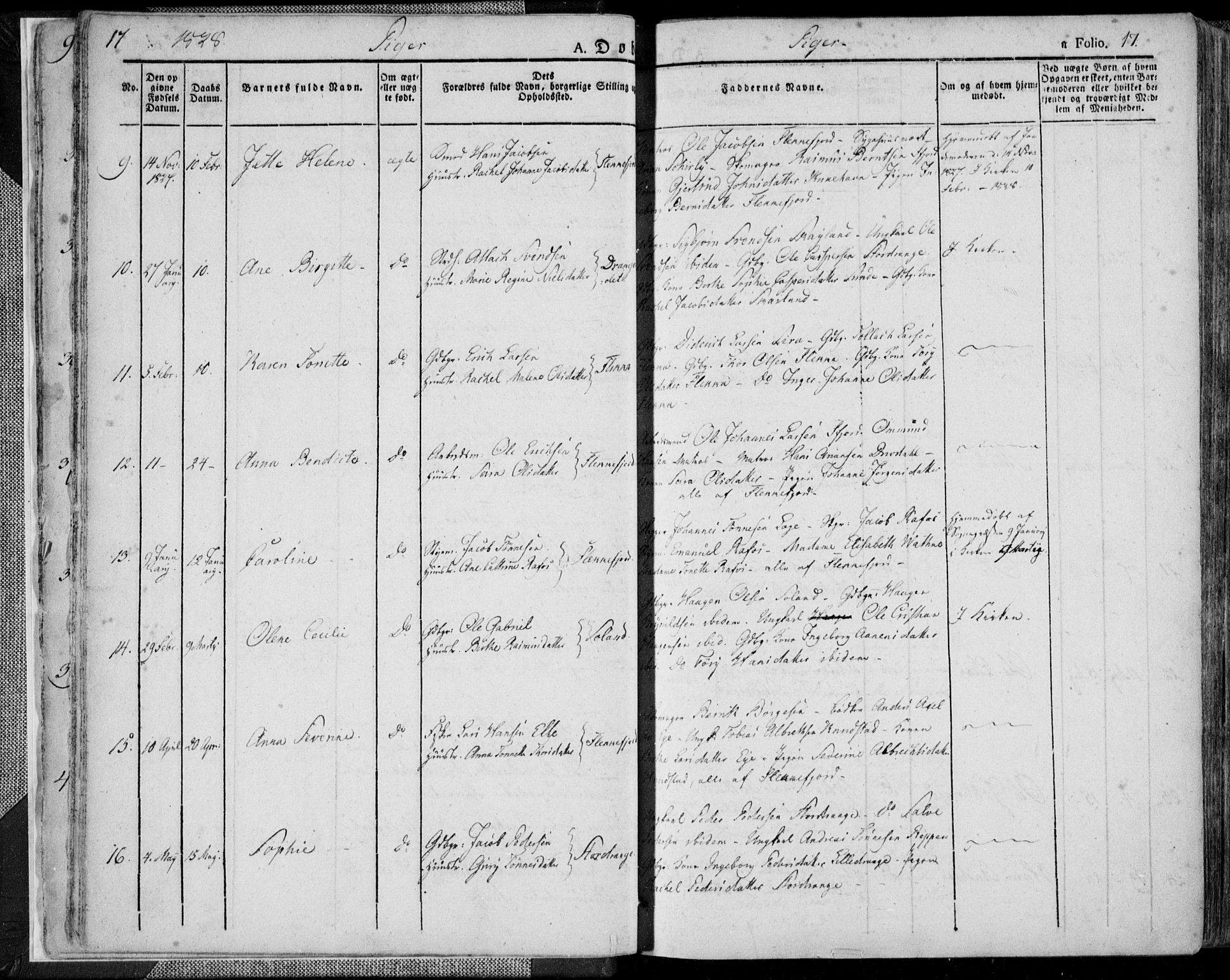 Flekkefjord sokneprestkontor, AV/SAK-1111-0012/F/Fa/Fac/L0003: Parish register (official) no. A 3, 1826-1841, p. 17