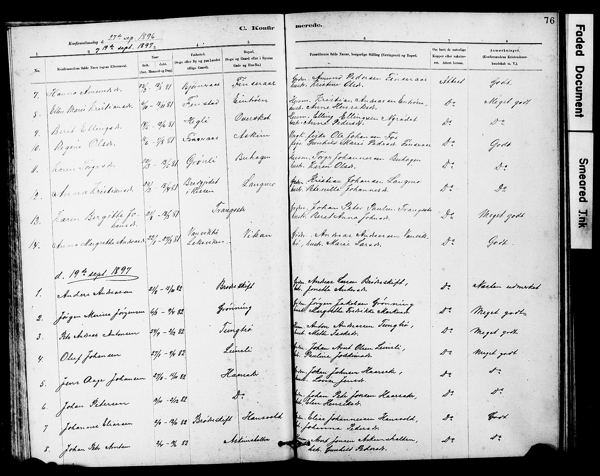 Ministerialprotokoller, klokkerbøker og fødselsregistre - Sør-Trøndelag, AV/SAT-A-1456/646/L0628: Parish register (copy) no. 646C01, 1880-1903, p. 76