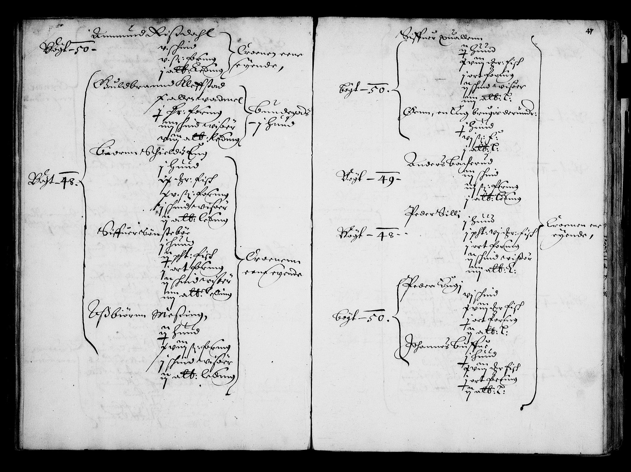 Rentekammeret inntil 1814, Realistisk ordnet avdeling, RA/EA-4070/N/Na/L0001: [XI f]: Akershus stifts jordebok, 1652, p. 46b-47a