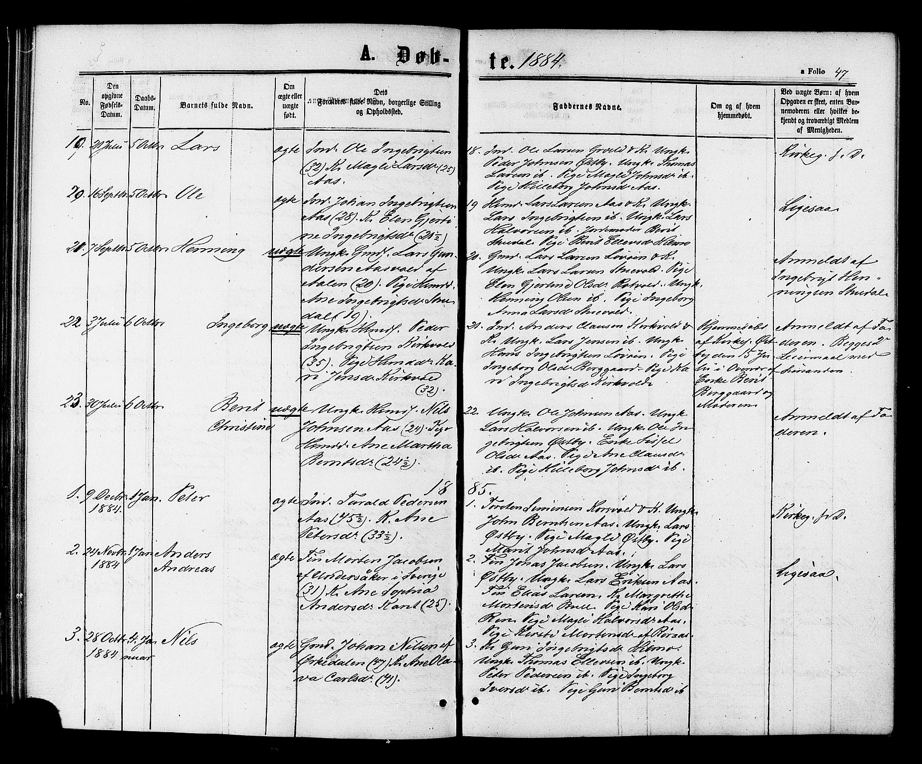 Ministerialprotokoller, klokkerbøker og fødselsregistre - Sør-Trøndelag, SAT/A-1456/698/L1163: Parish register (official) no. 698A01, 1862-1887, p. 47