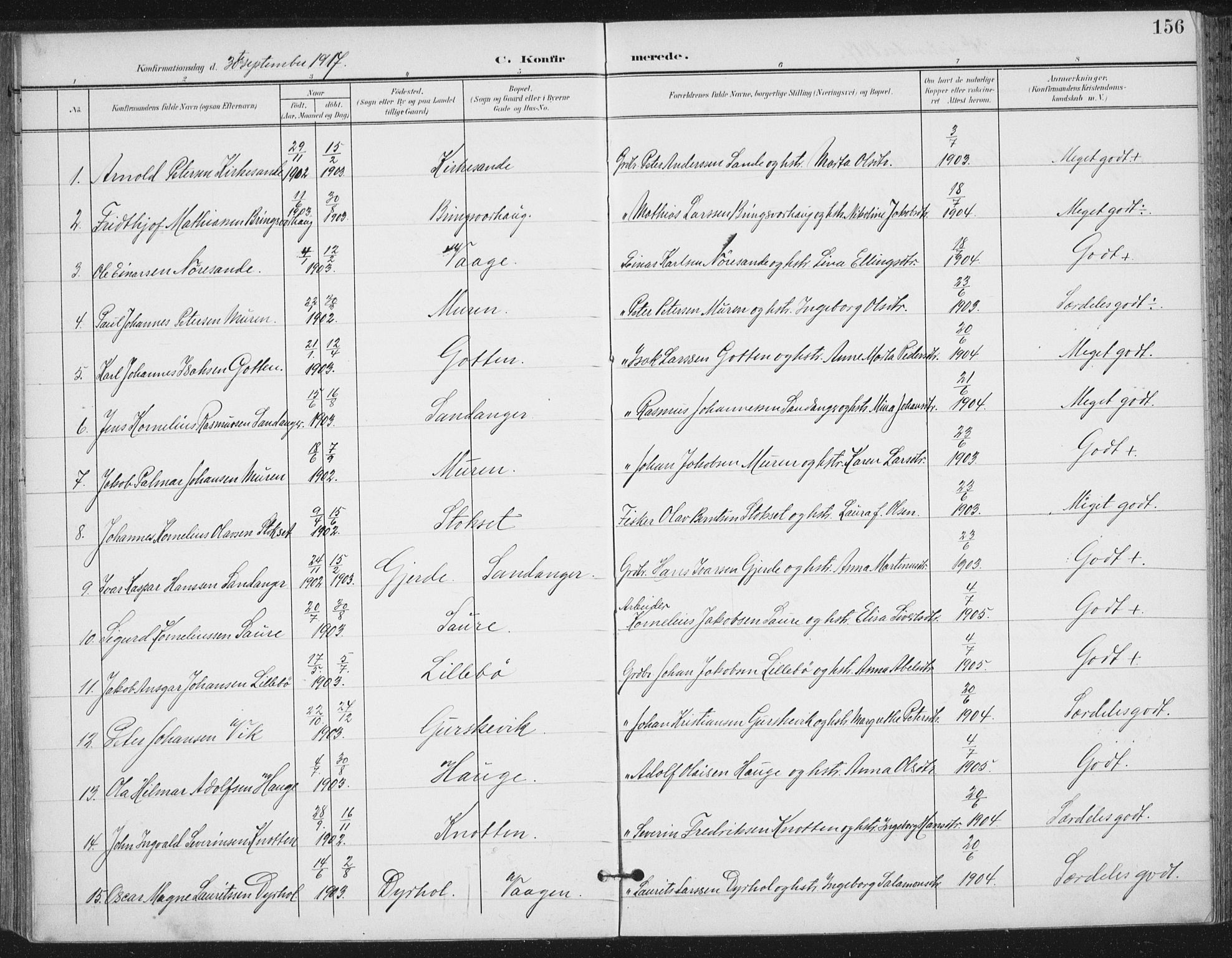 Ministerialprotokoller, klokkerbøker og fødselsregistre - Møre og Romsdal, AV/SAT-A-1454/503/L0038: Parish register (official) no. 503A06, 1901-1917, p. 156