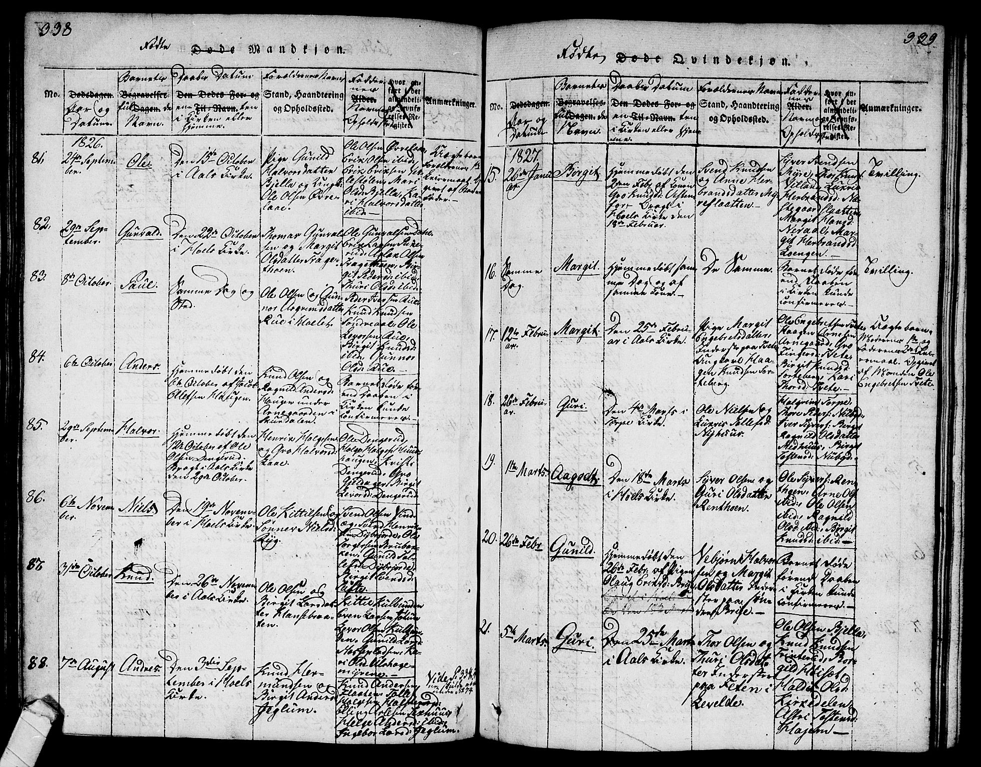 Ål kirkebøker, AV/SAKO-A-249/G/Ga/L0001: Parish register (copy) no. 1, 1815-1829, p. 338-339