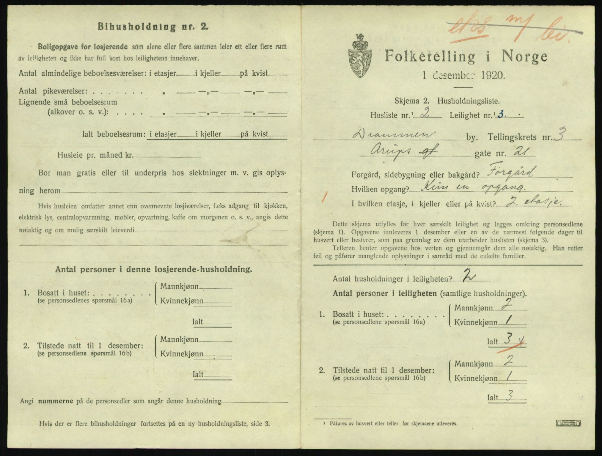 SAKO, 1920 census for Drammen, 1920, p. 8385