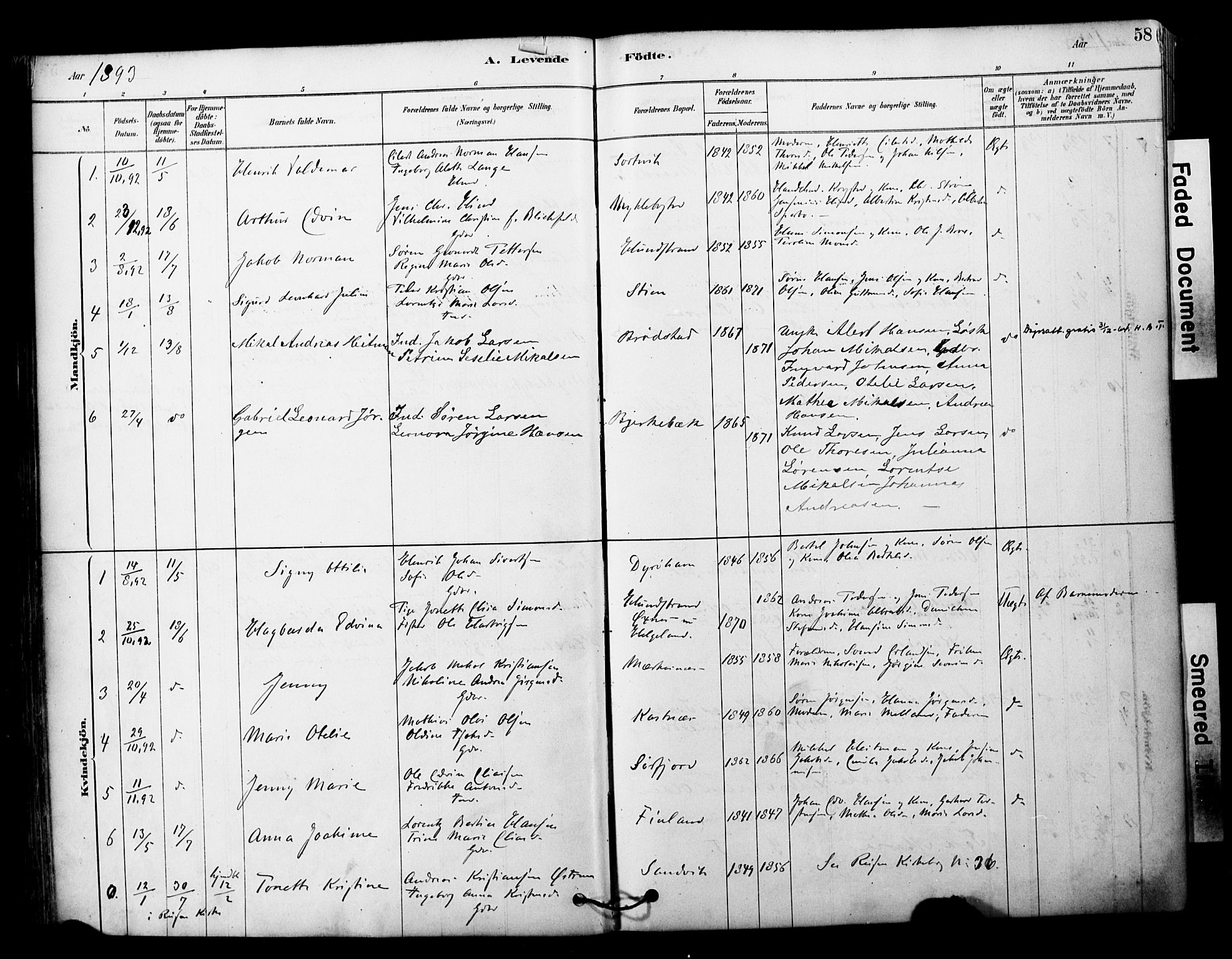 Tranøy sokneprestkontor, AV/SATØ-S-1313/I/Ia/Iaa/L0011kirke: Parish register (official) no. 11, 1878-1904, p. 58