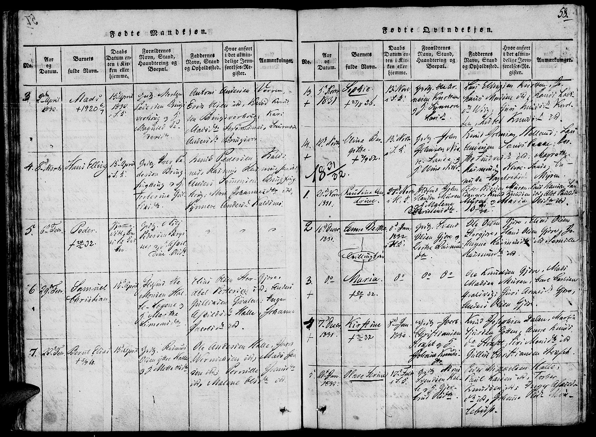 Ministerialprotokoller, klokkerbøker og fødselsregistre - Møre og Romsdal, AV/SAT-A-1454/503/L0033: Parish register (official) no. 503A01, 1816-1841, p. 58