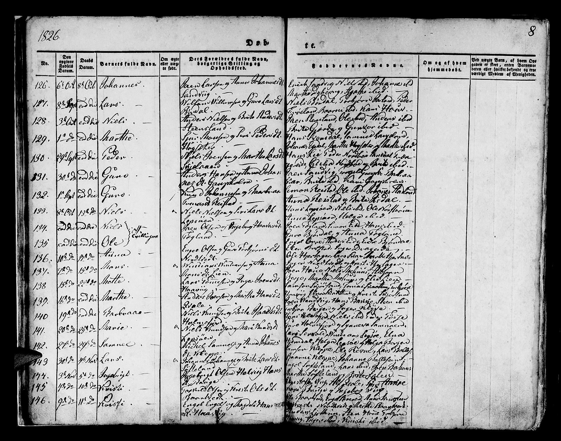 Os sokneprestembete, AV/SAB-A-99929: Parish register (official) no. A 14, 1826-1839, p. 8