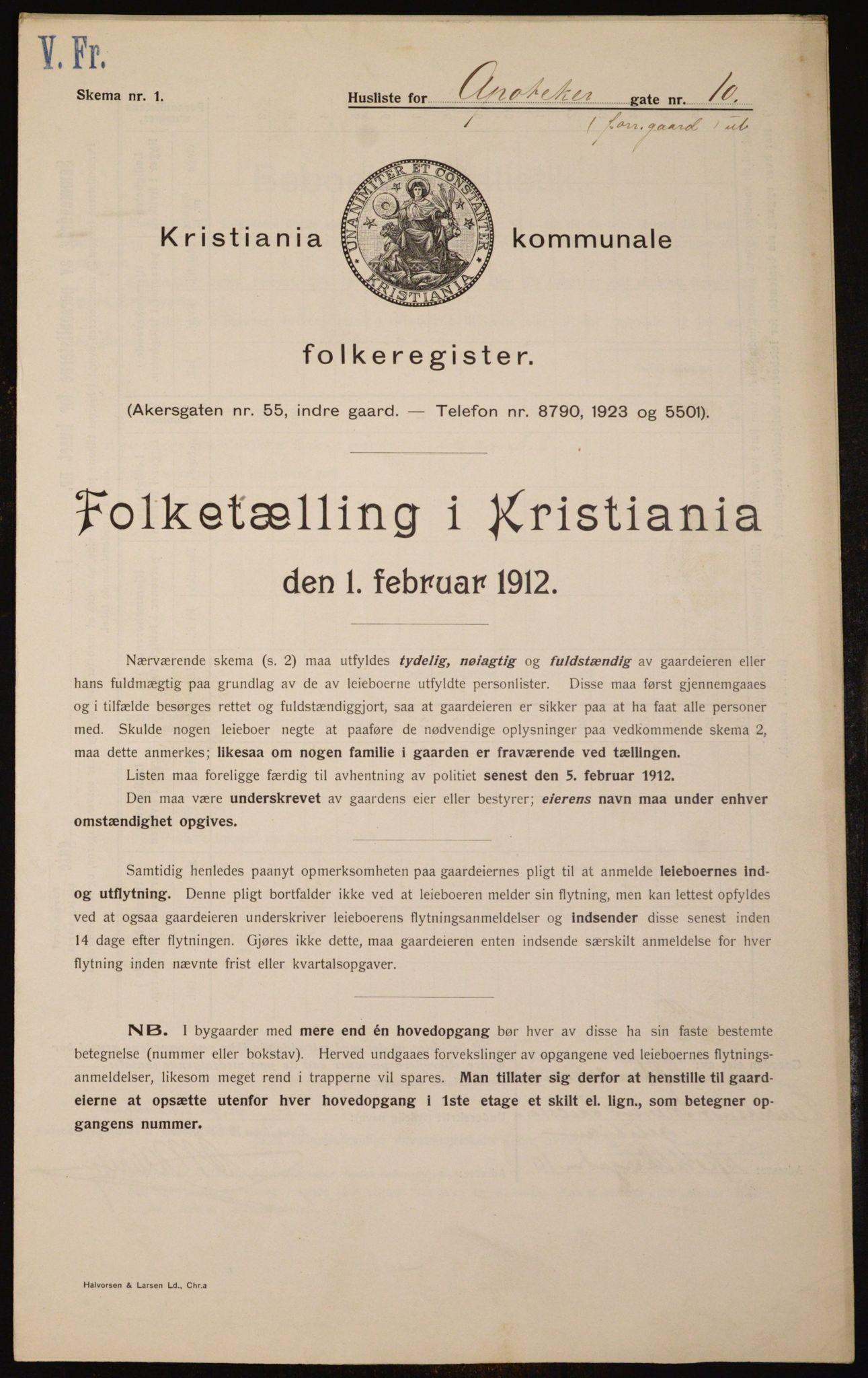 OBA, Municipal Census 1912 for Kristiania, 1912, p. 1370