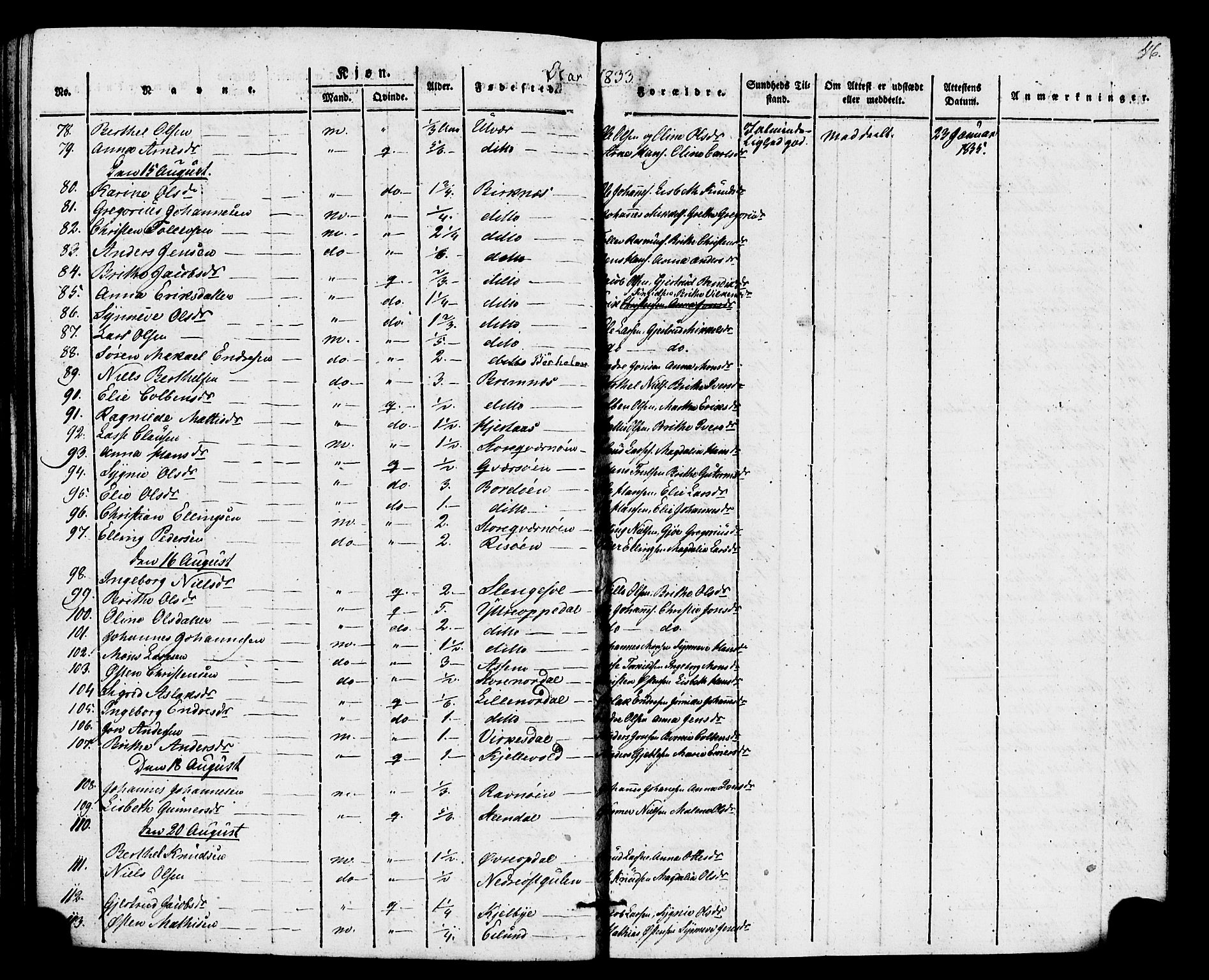 Gulen sokneprestembete, AV/SAB-A-80201/H/Haa/Haaa/L0026: Parish register (official) no. A 26, 1826-1842, p. 46