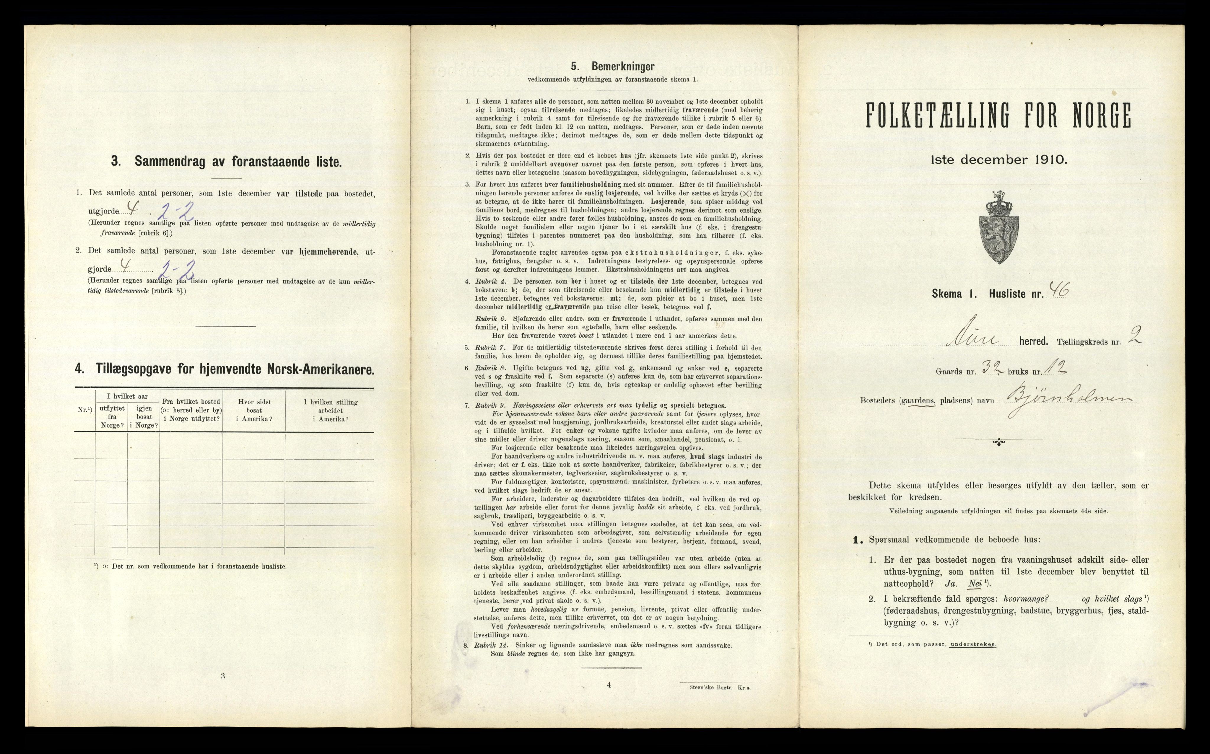 RA, 1910 census for Aure, 1910, p. 250