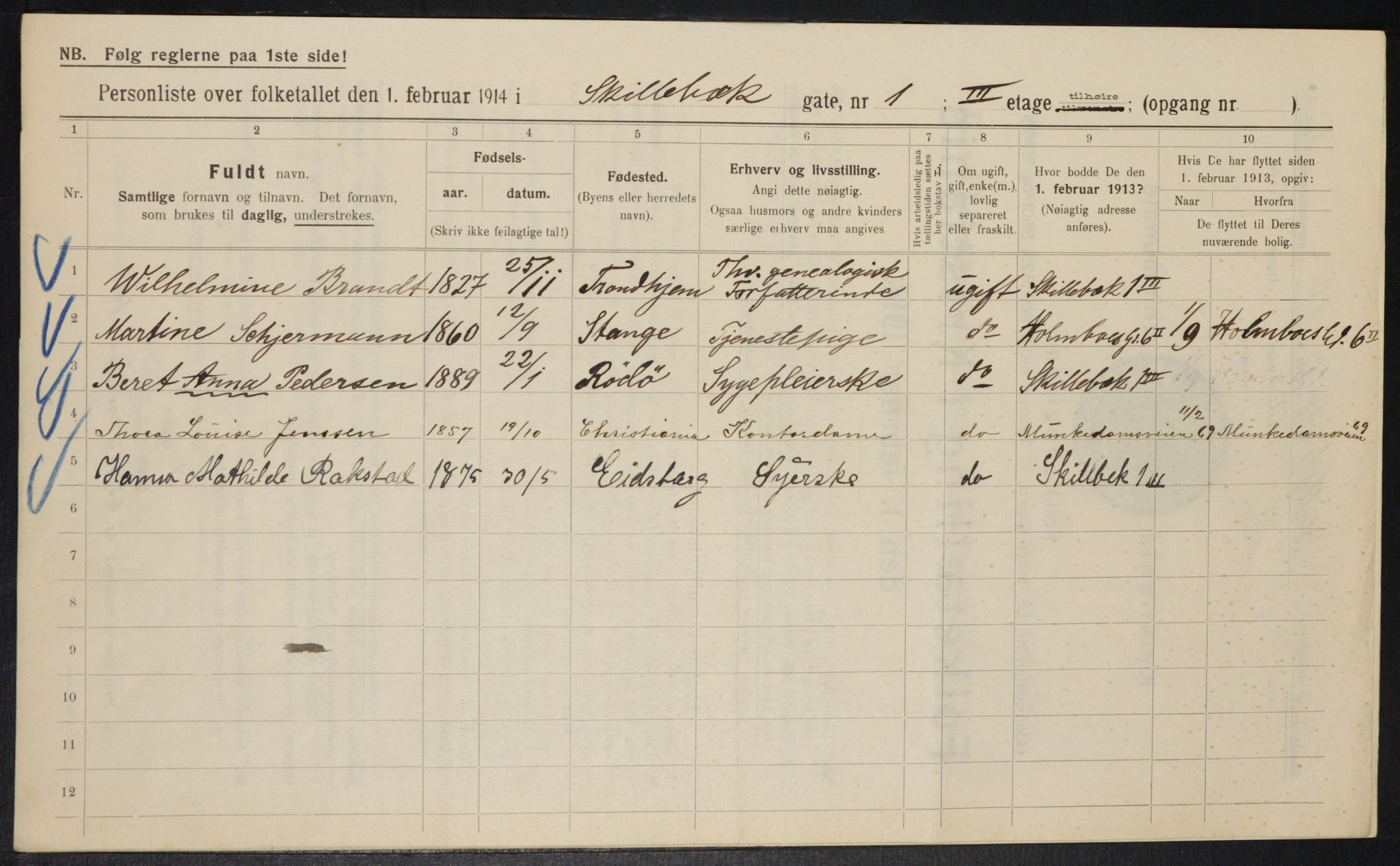 OBA, Municipal Census 1914 for Kristiania, 1914, p. 95320