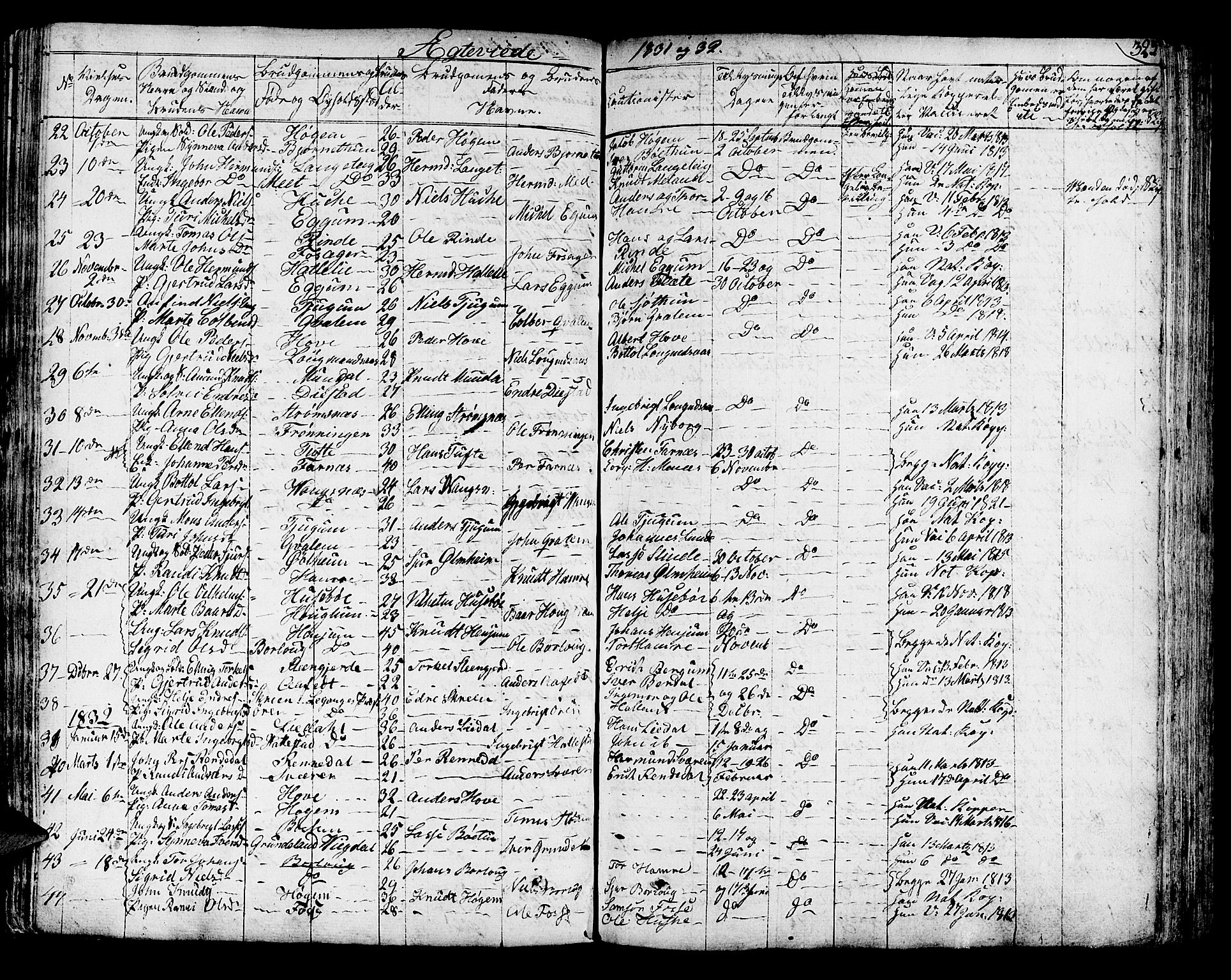 Leikanger sokneprestembete, AV/SAB-A-81001/H/Haa/Haaa/L0006: Parish register (official) no. A 6, 1810-1838, p. 323