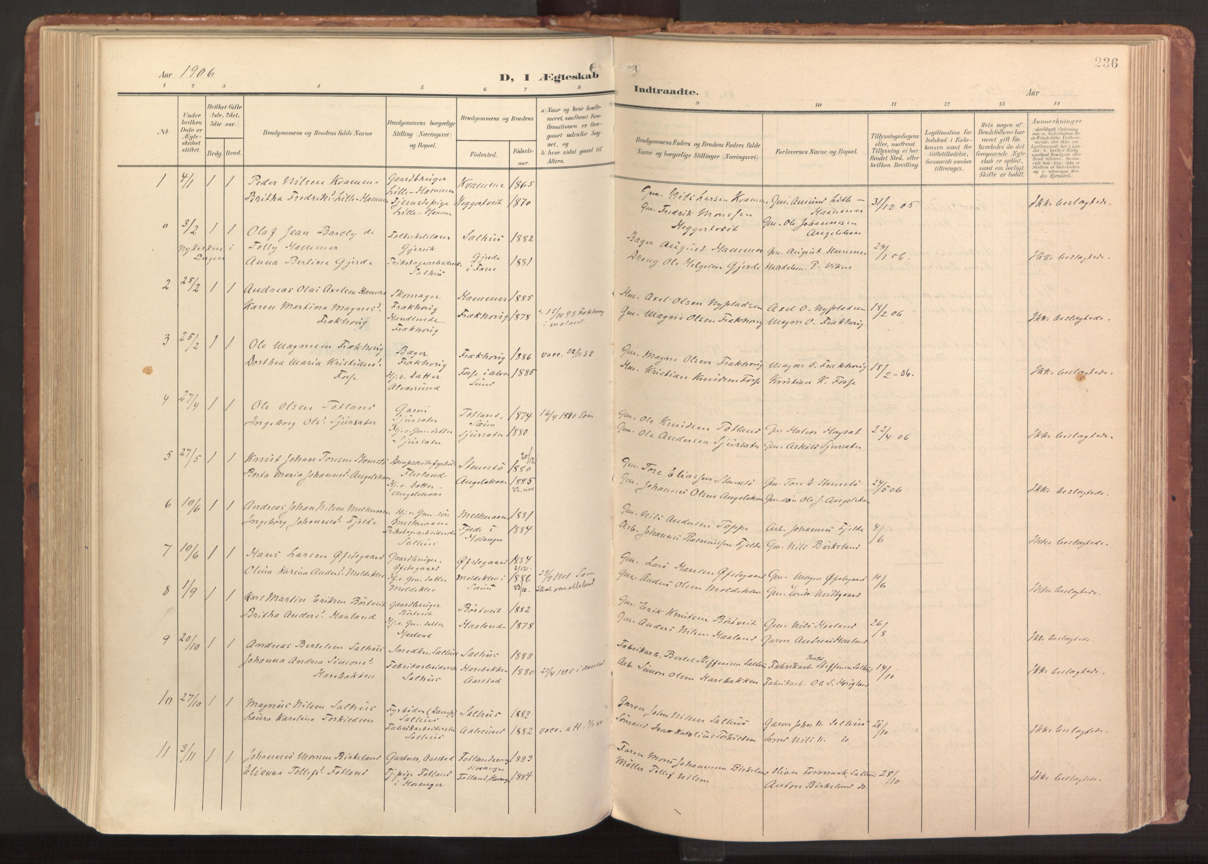 Hamre sokneprestembete, AV/SAB-A-75501/H/Ha/Haa/Haab/L0002: Parish register (official) no. B 2, 1905-1924, p. 236