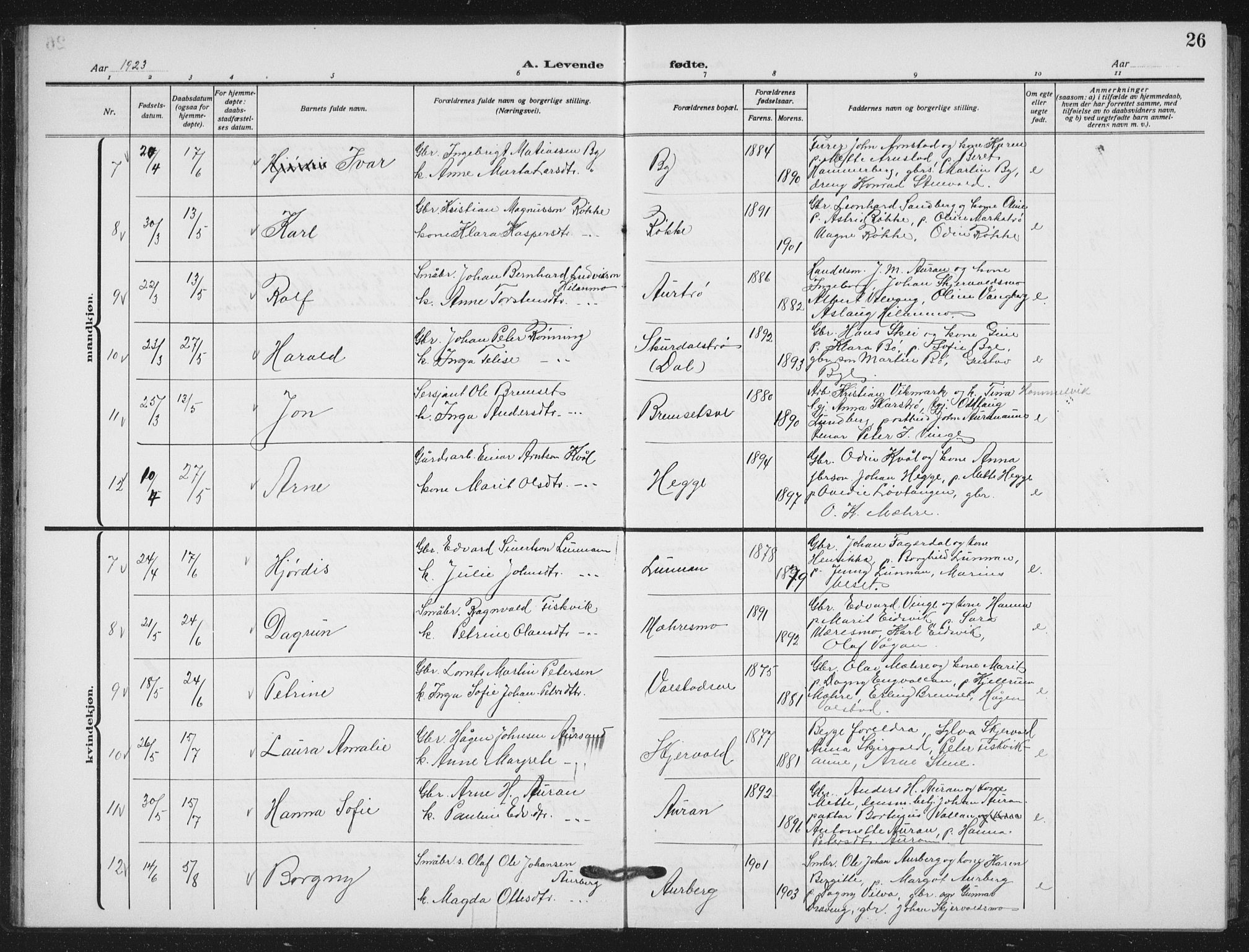 Ministerialprotokoller, klokkerbøker og fødselsregistre - Nord-Trøndelag, AV/SAT-A-1458/712/L0104: Parish register (copy) no. 712C02, 1917-1939, p. 26