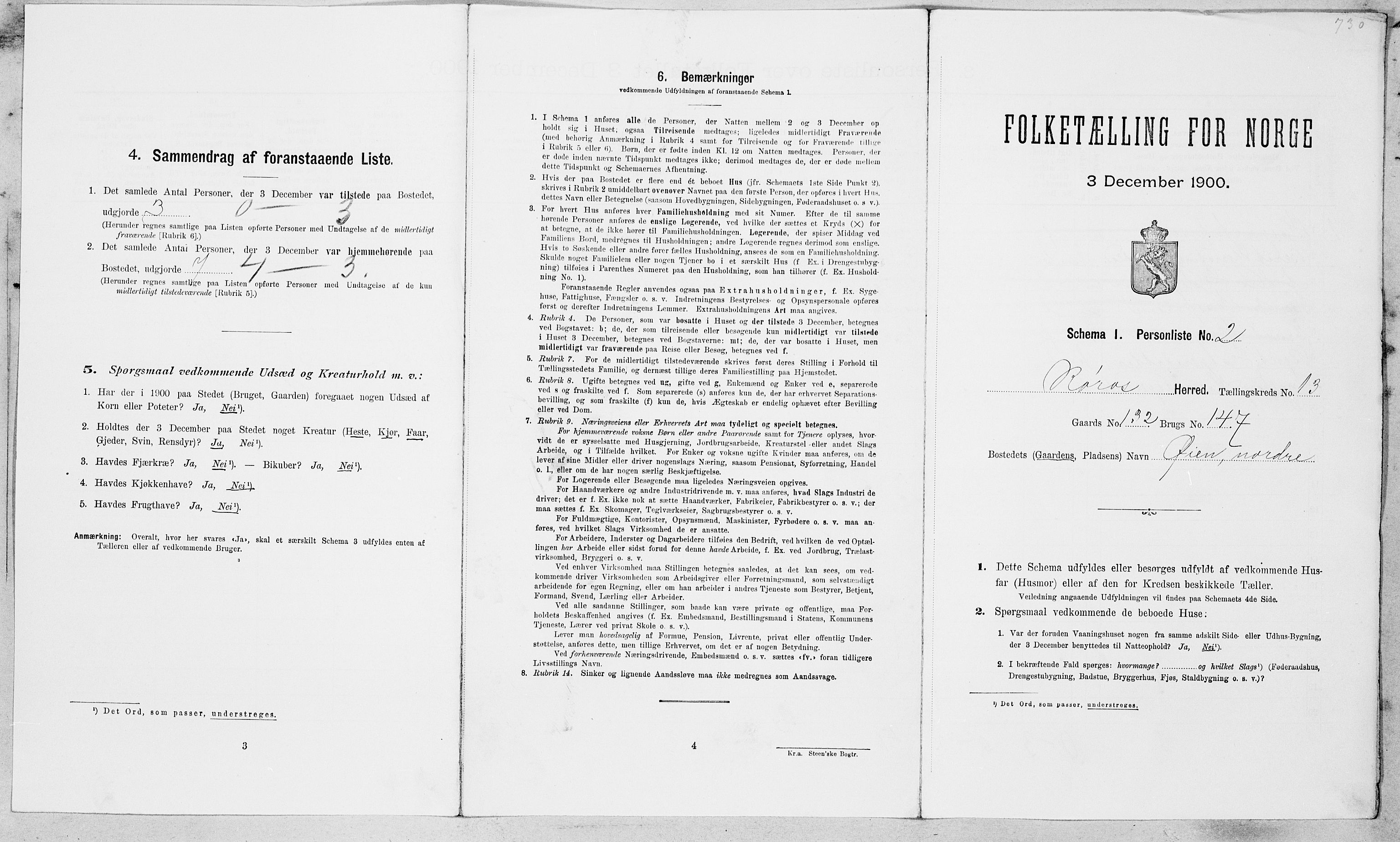 SAT, 1900 census for Røros, 1900, p. 1388