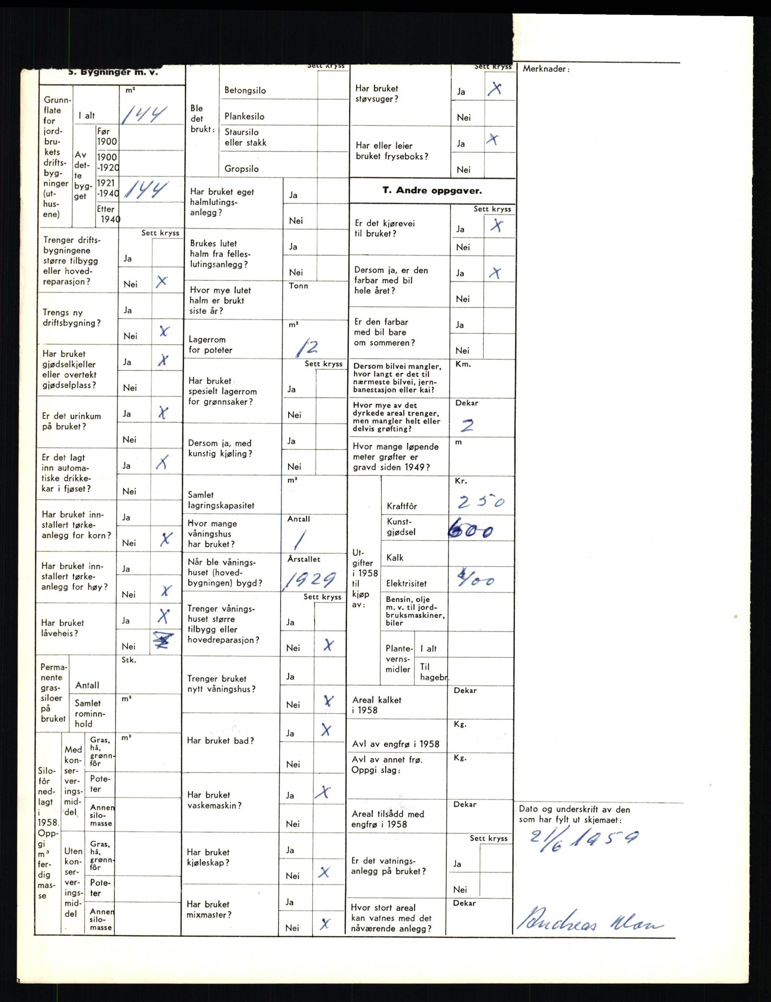 Statistisk sentralbyrå, Næringsøkonomiske emner, Jordbruk, skogbruk, jakt, fiske og fangst, AV/RA-S-2234/G/Gd/L0656: Troms: 1924 Målselv (kl. 0-3) og 1925 Sørreisa, 1959, p. 1753