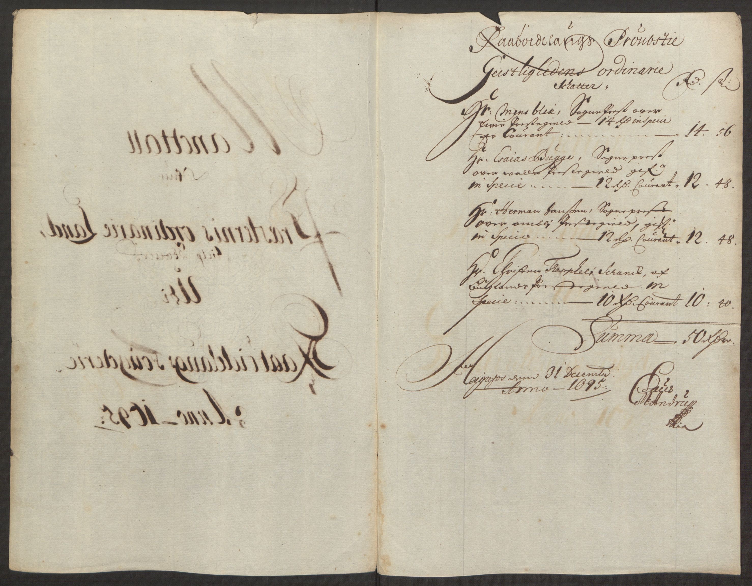 Rentekammeret inntil 1814, Reviderte regnskaper, Fogderegnskap, AV/RA-EA-4092/R40/L2444: Fogderegnskap Råbyggelag, 1693-1696, p. 242