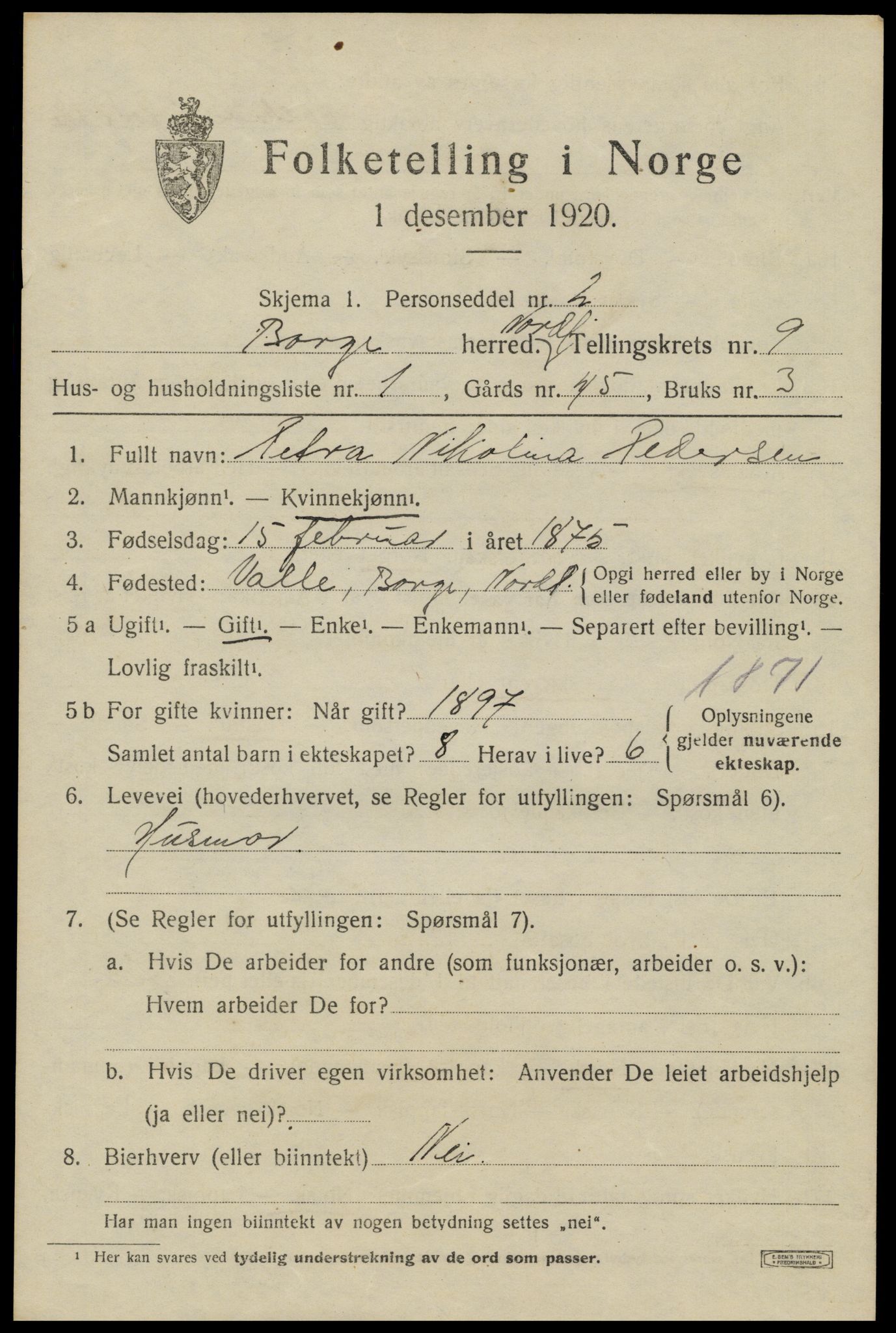 SAT, 1920 census for Borge, 1920, p. 8029