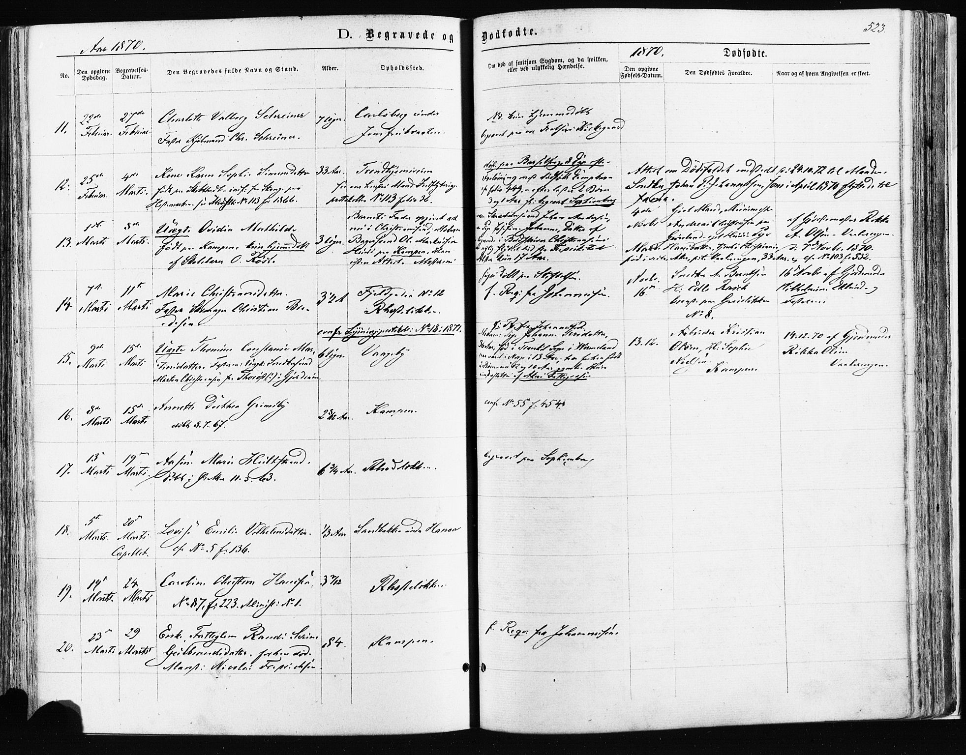 Østre Aker prestekontor Kirkebøker, SAO/A-10840/F/Fa/L0003: Parish register (official) no. I 3, 1869-1875, p. 523