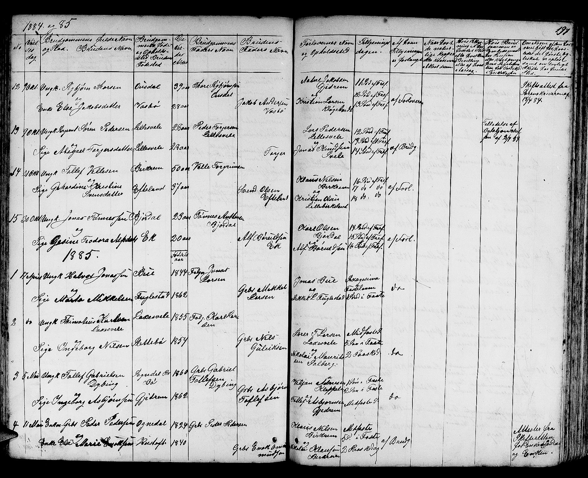 Helleland sokneprestkontor, SAST/A-101810: Parish register (copy) no. B 3, 1847-1886, p. 197