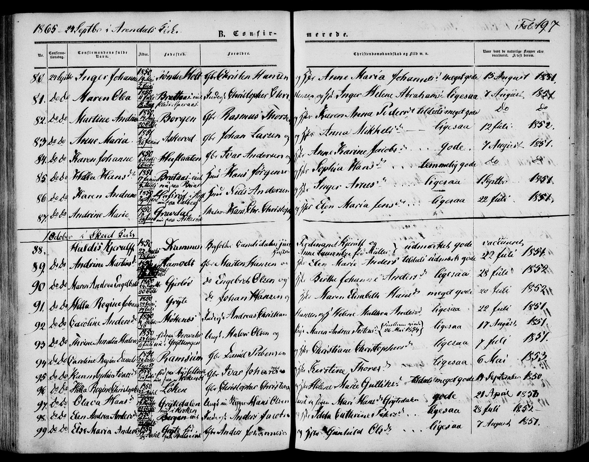 Stokke kirkebøker, AV/SAKO-A-320/F/Fa/L0008: Parish register (official) no. I 8, 1858-1871, p. 197