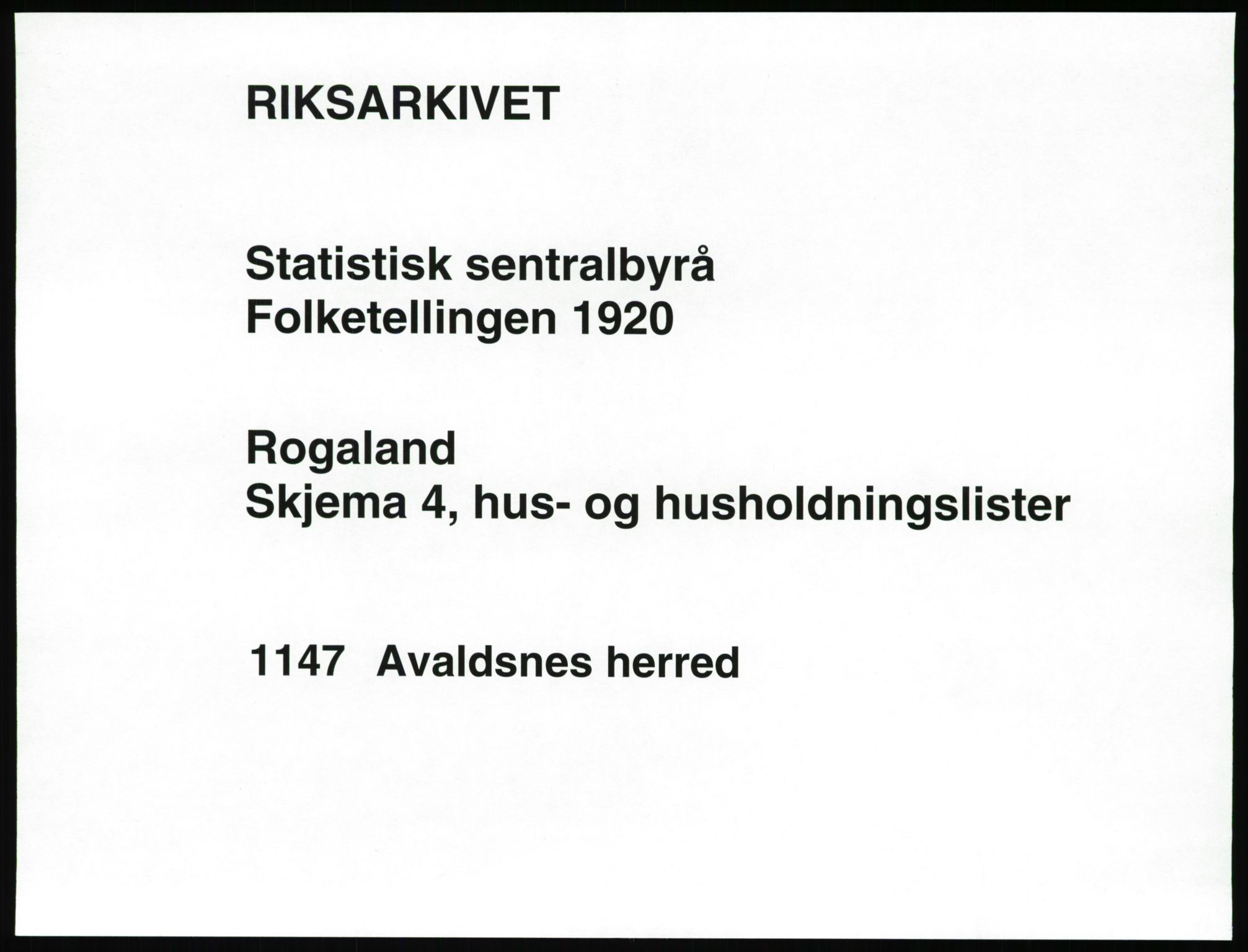 SAST, 1920 census for Avaldsnes, 1920, p. 41