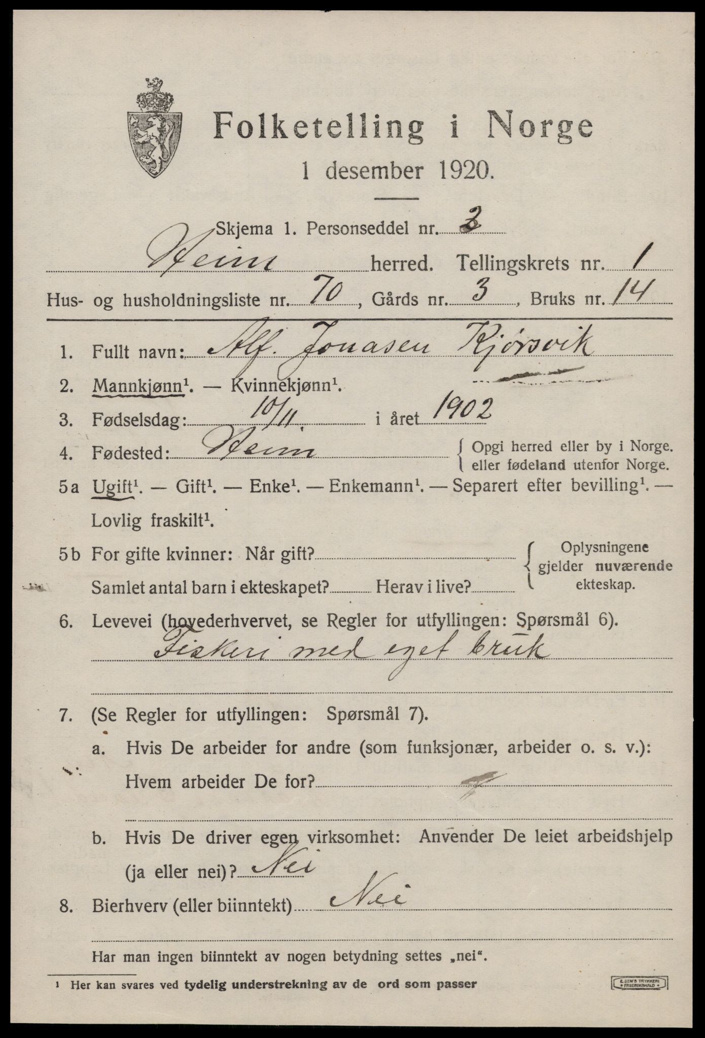 SAT, 1920 census for Heim, 1920, p. 1363