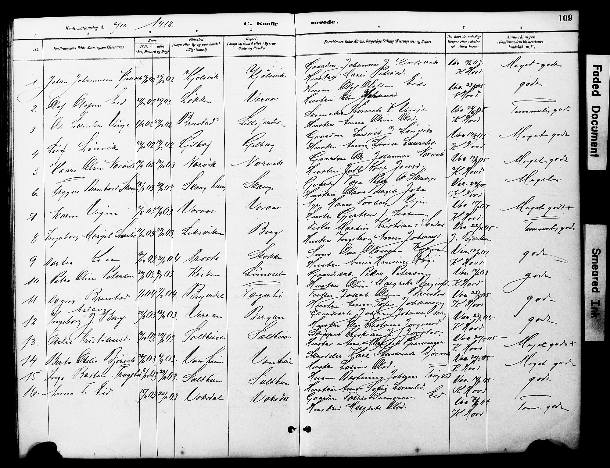 Ministerialprotokoller, klokkerbøker og fødselsregistre - Nord-Trøndelag, SAT/A-1458/722/L0226: Parish register (copy) no. 722C02, 1889-1927, p. 109