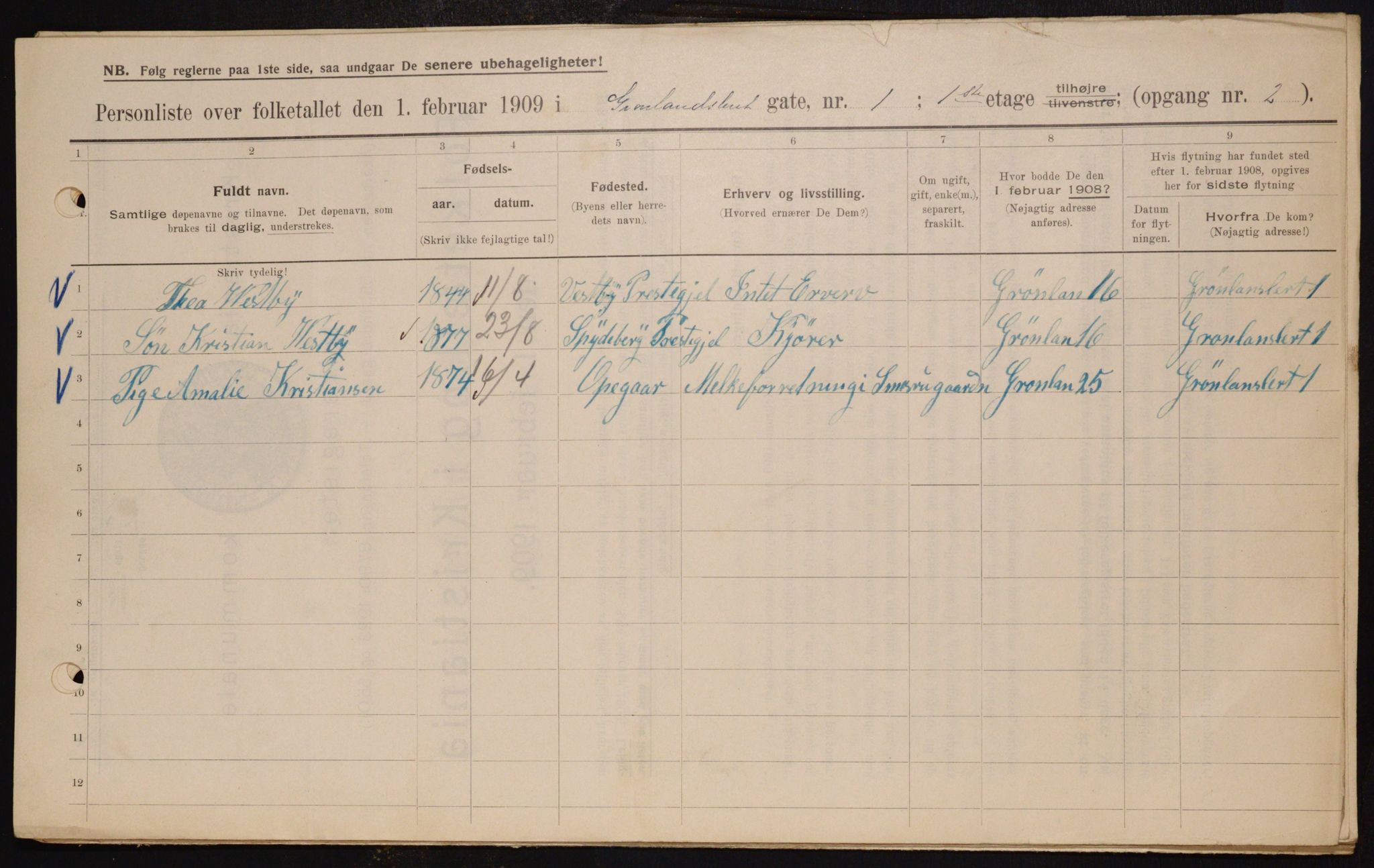 OBA, Municipal Census 1909 for Kristiania, 1909, p. 28722