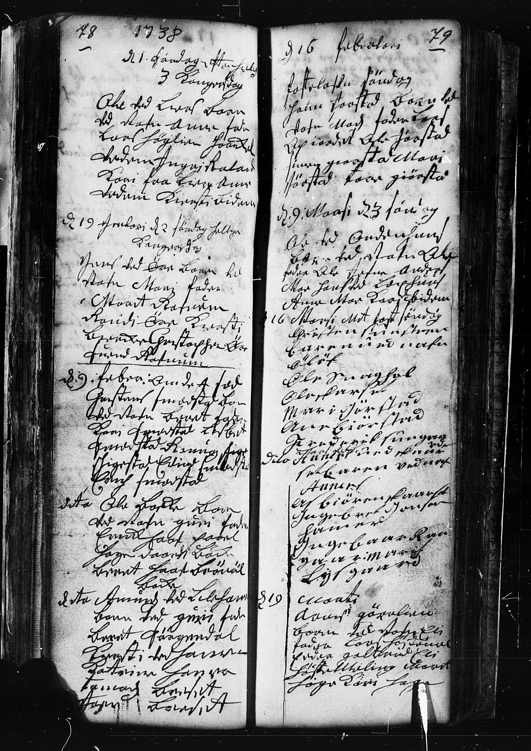Fåberg prestekontor, SAH/PREST-086/H/Ha/Hab/L0001: Parish register (copy) no. 1, 1727-1767, p. 78-79