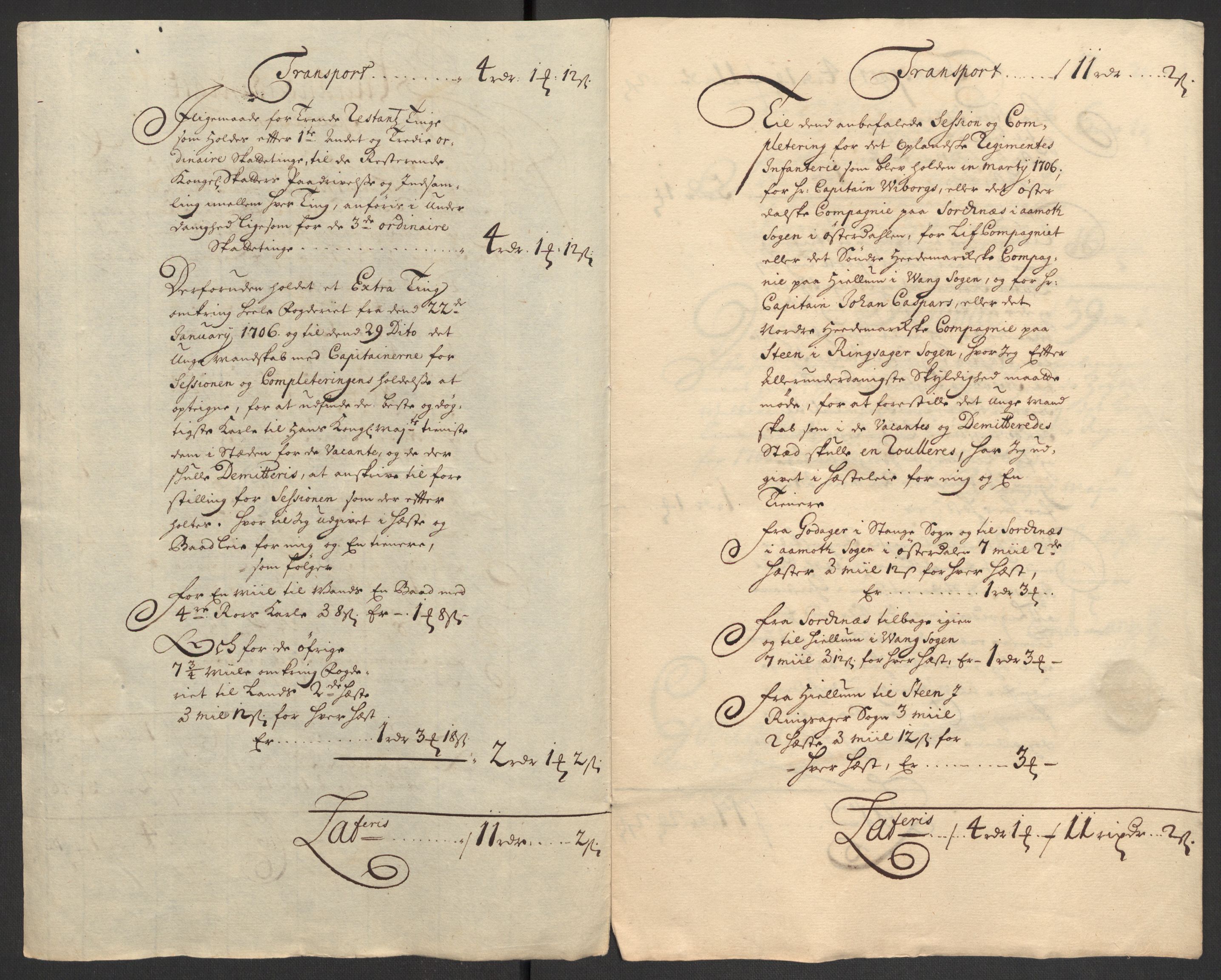 Rentekammeret inntil 1814, Reviderte regnskaper, Fogderegnskap, AV/RA-EA-4092/R16/L1043: Fogderegnskap Hedmark, 1706-1707, p. 284