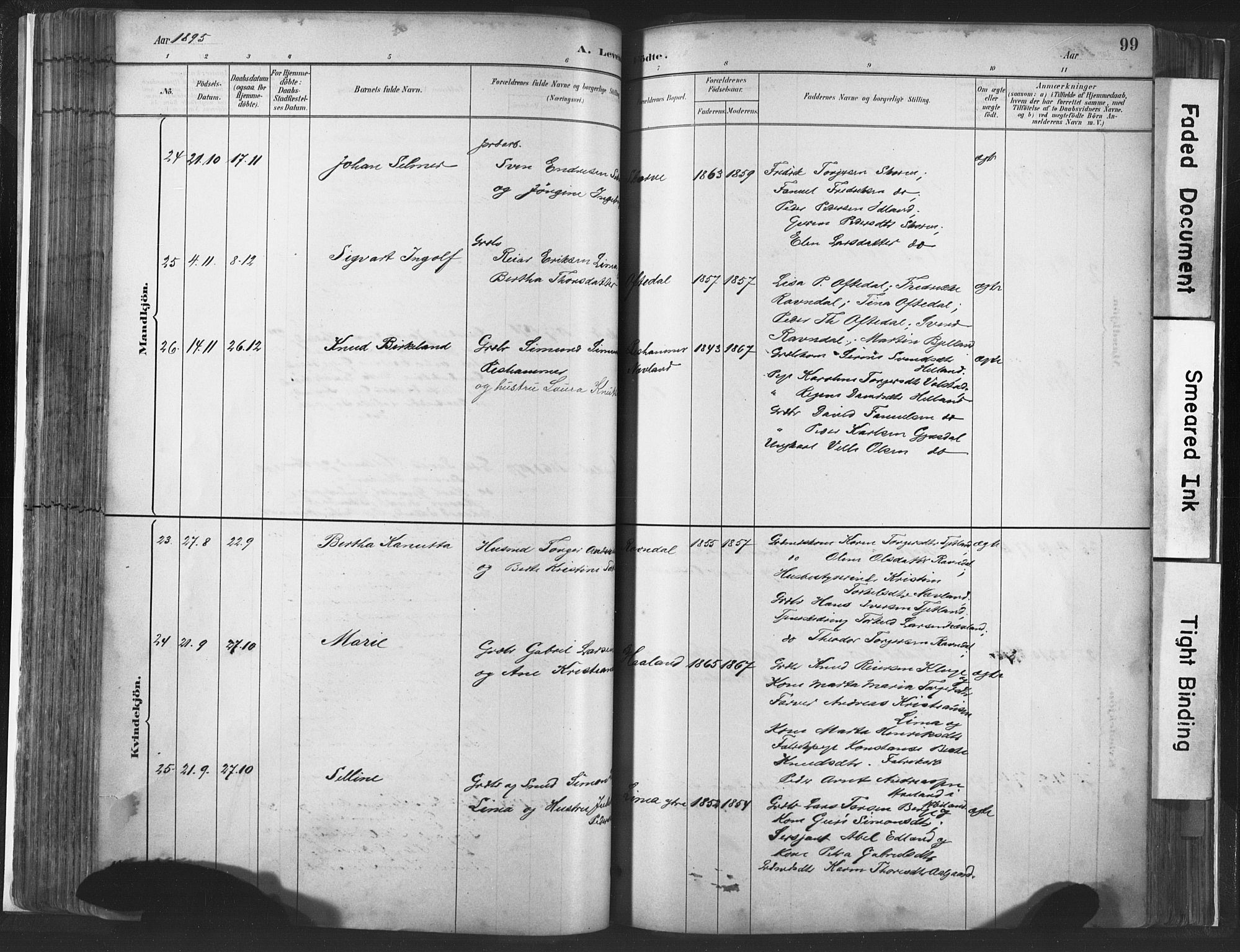 Lye sokneprestkontor, AV/SAST-A-101794/001/30BA/L0010: Parish register (official) no. A 10, 1881-1896, p. 99