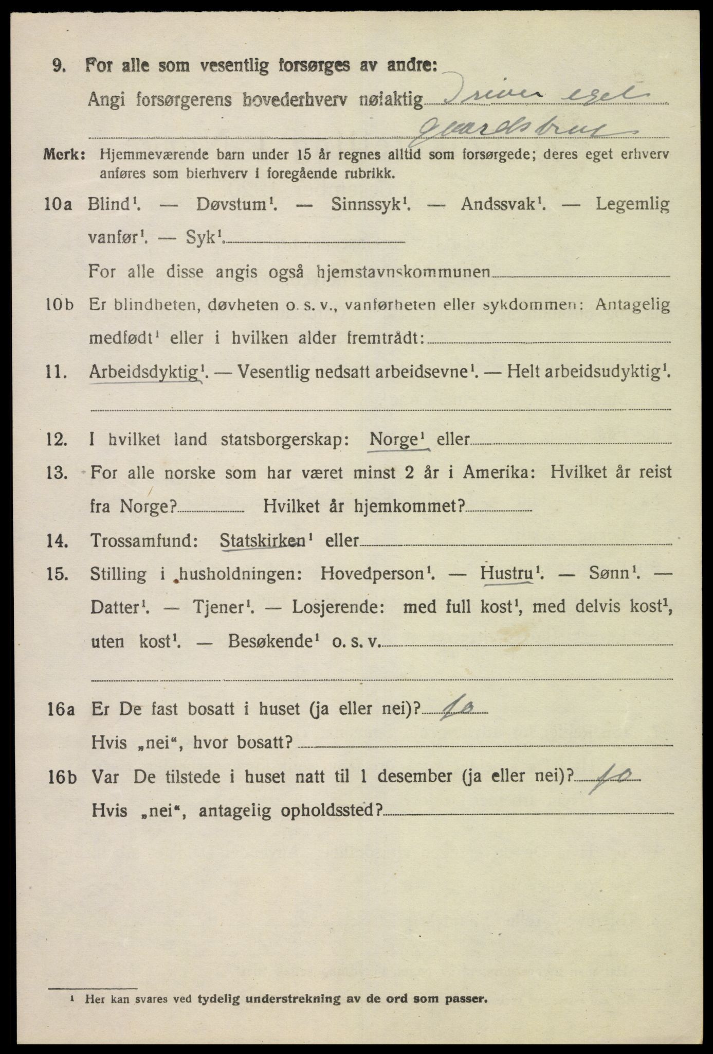 SAK, 1920 census for Lista, 1920, p. 12888